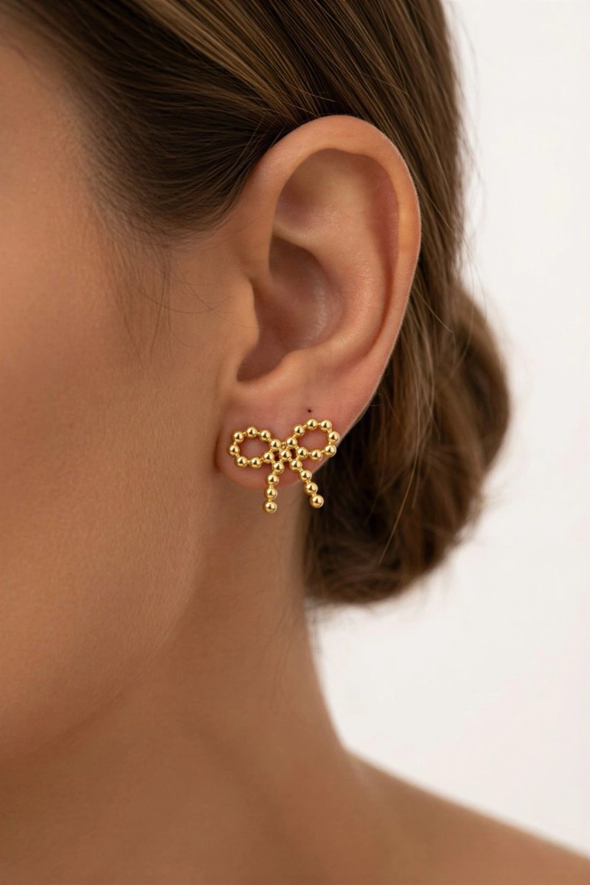 Dorika Fiyonk Gold Altın Kaplama Küpe