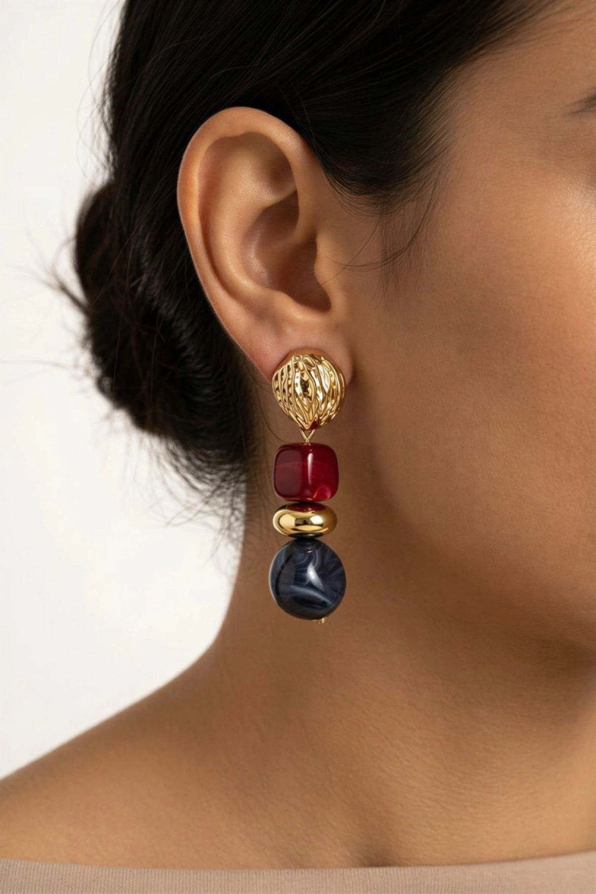 Sarkıt Küp Model Gold Altın Kaplama Küpe