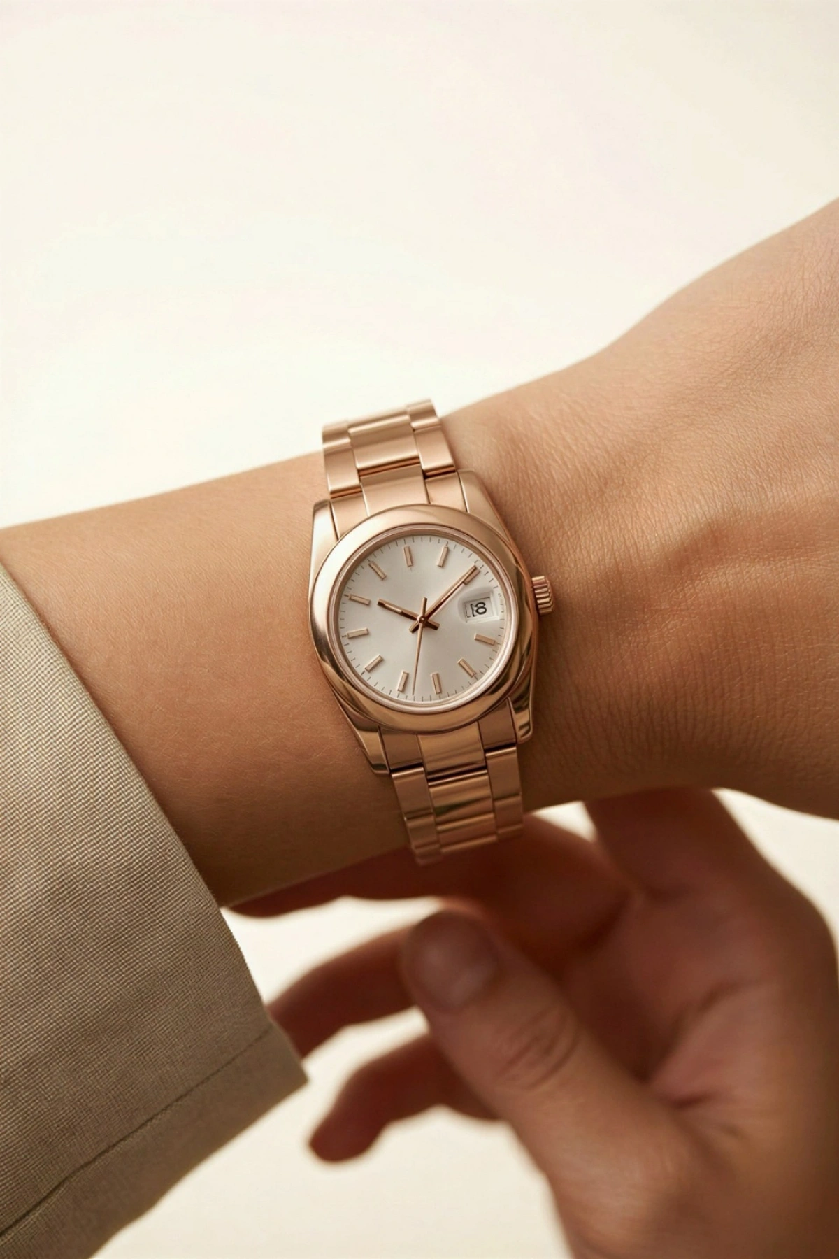 Düz Kordon Çizgi Detay Kadran Rose Kadın Kol Saati