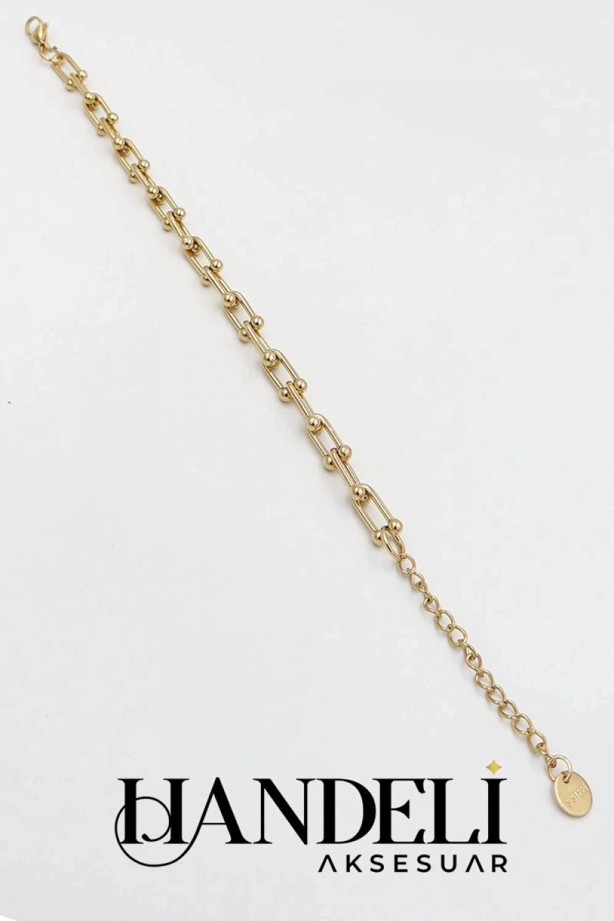 T Model Gold Altın Kaplama Çelik Bileklik