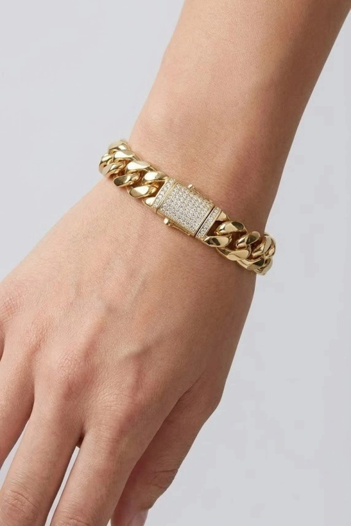 Milan Zincir Taşlı Gurmet Model Gold Altın Kaplama Bileklik