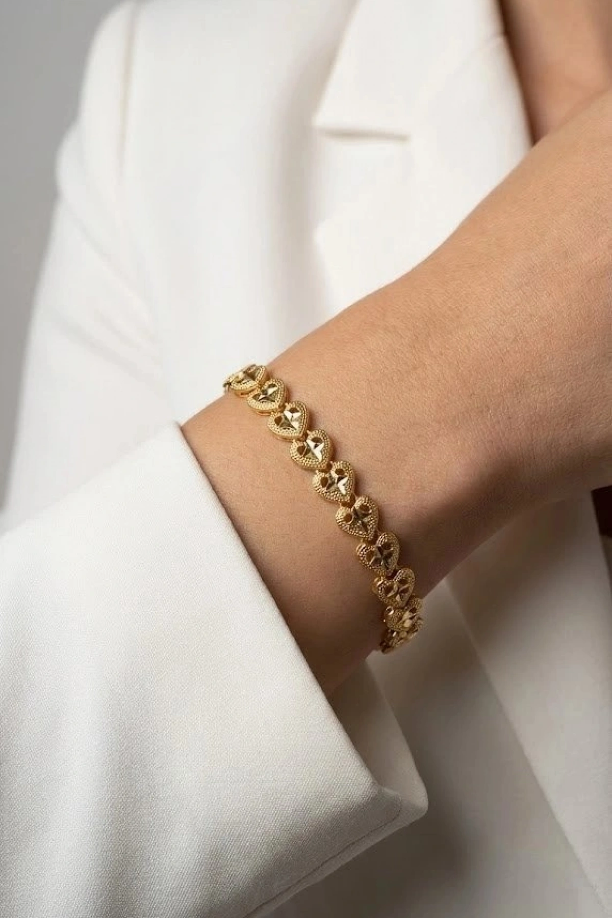 Kalp İçi Yıldız Detay Gold Altın Kaplama Kuyum Bileklik