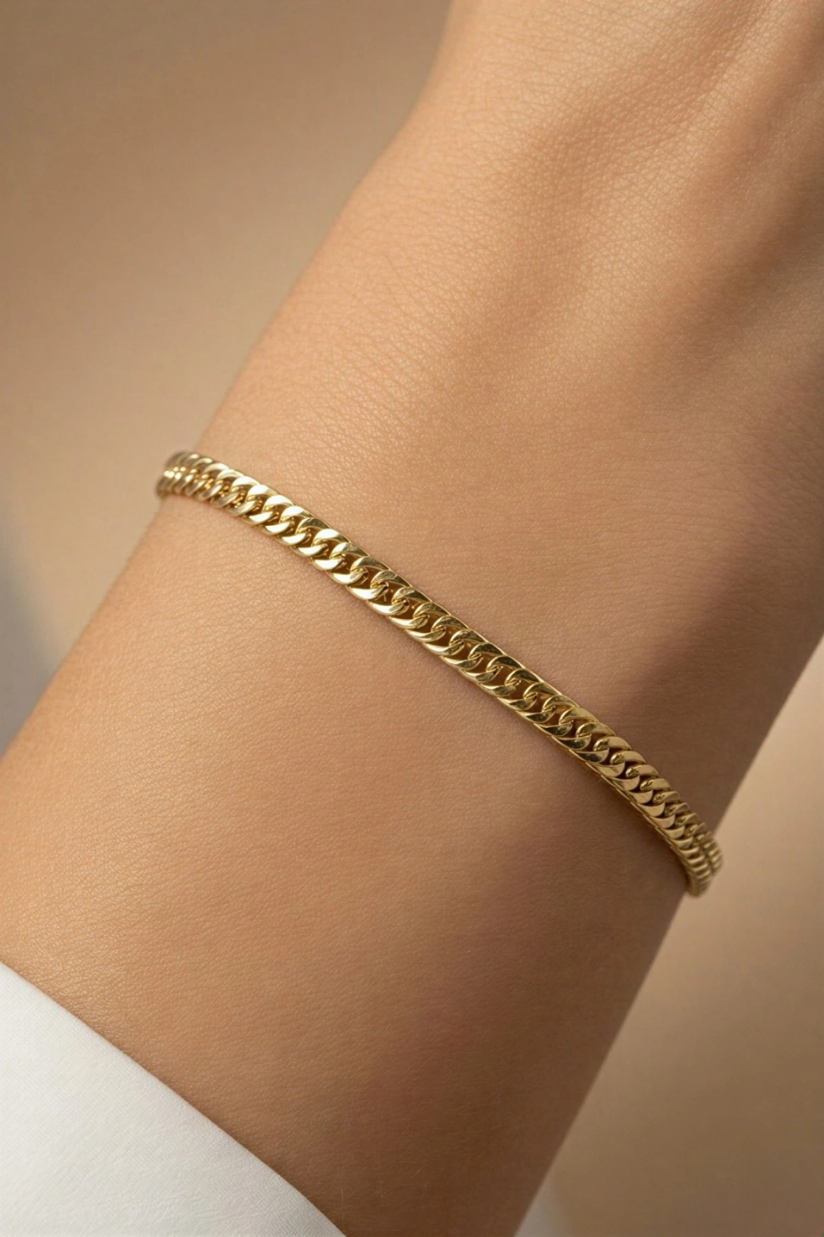 İnce Sık Geçişli Model Gold Altın Kaplama Bileklik