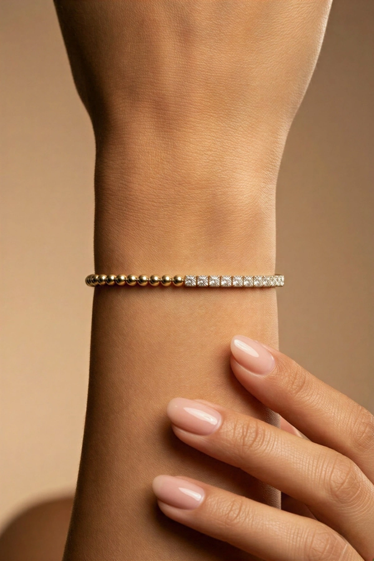 Yarı Dorika Yarı Su Yolu Model Gold Altın Kaplama Bileklik