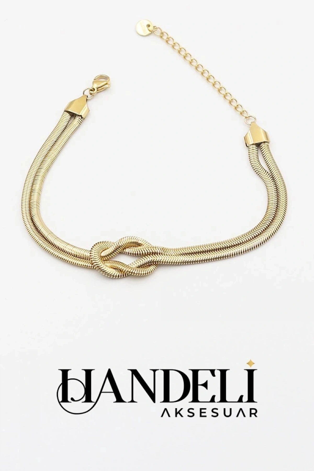 Düğüm Model İtalyan Zincir Gold Altın Kaplama Bileklik