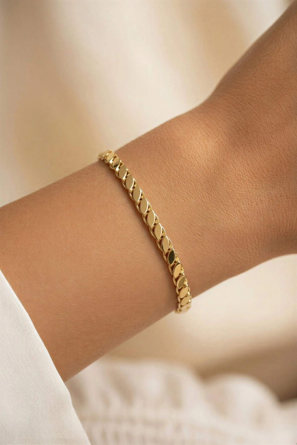 Kuyum Arpa Model Gold Altın Kaplama Bileklik