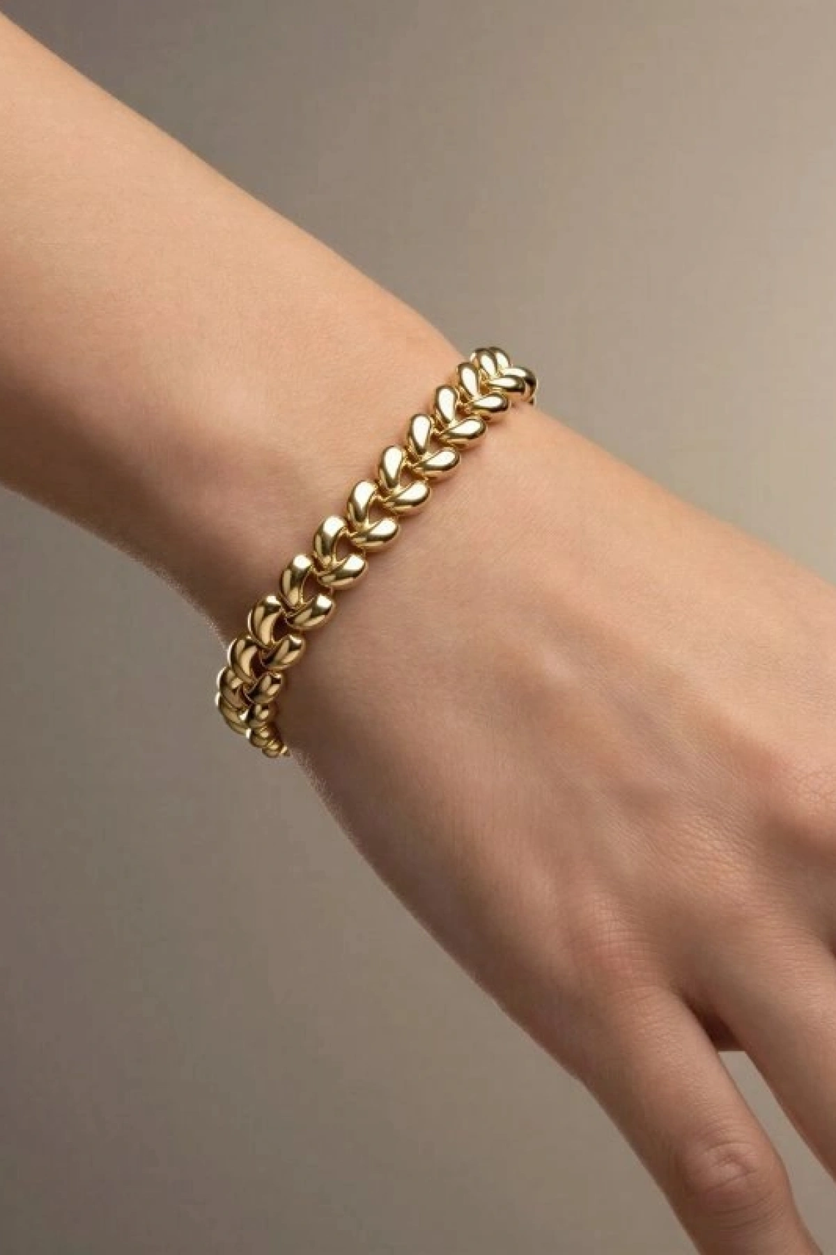 Çift Damla Model Gold Altın Kaplama Bileklik