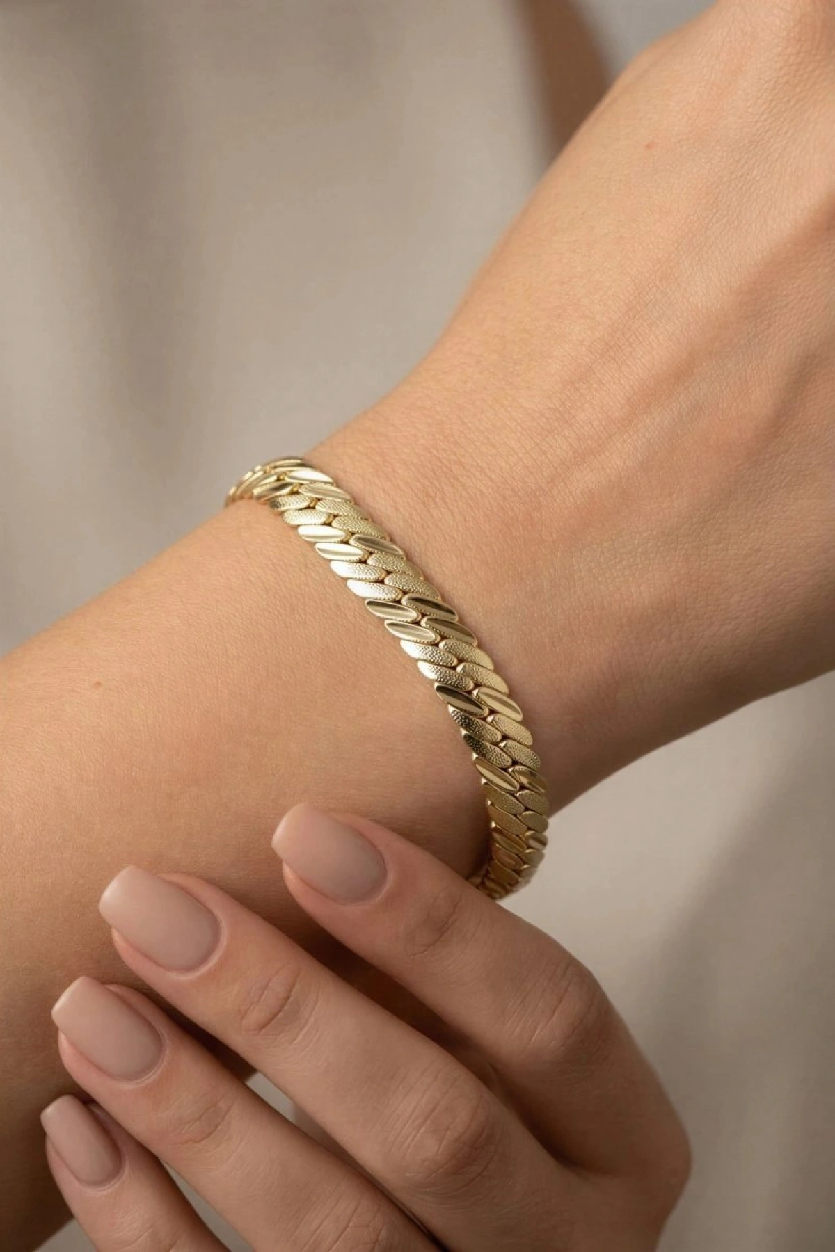 Sim Detay İtalyan Model Gold Altın Kaplama Bileklik