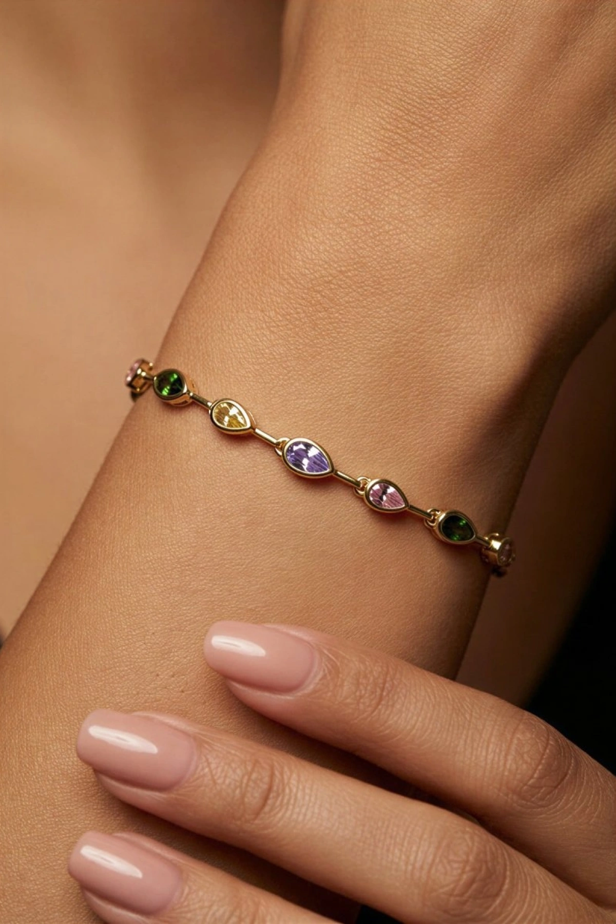 Sıralı Damla Model Gold Altın Kaplama Bileklik