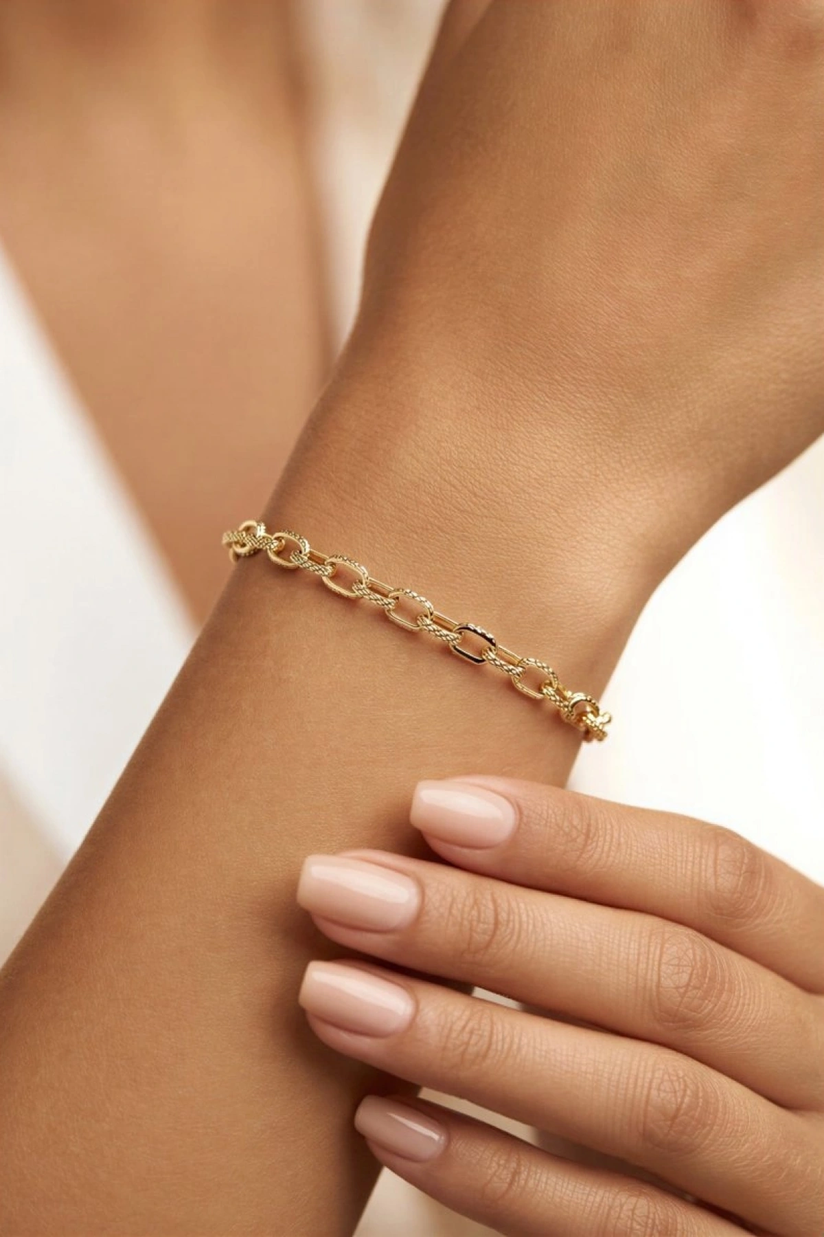 Çizgi Model Gold Altın Kaplama Bileklik