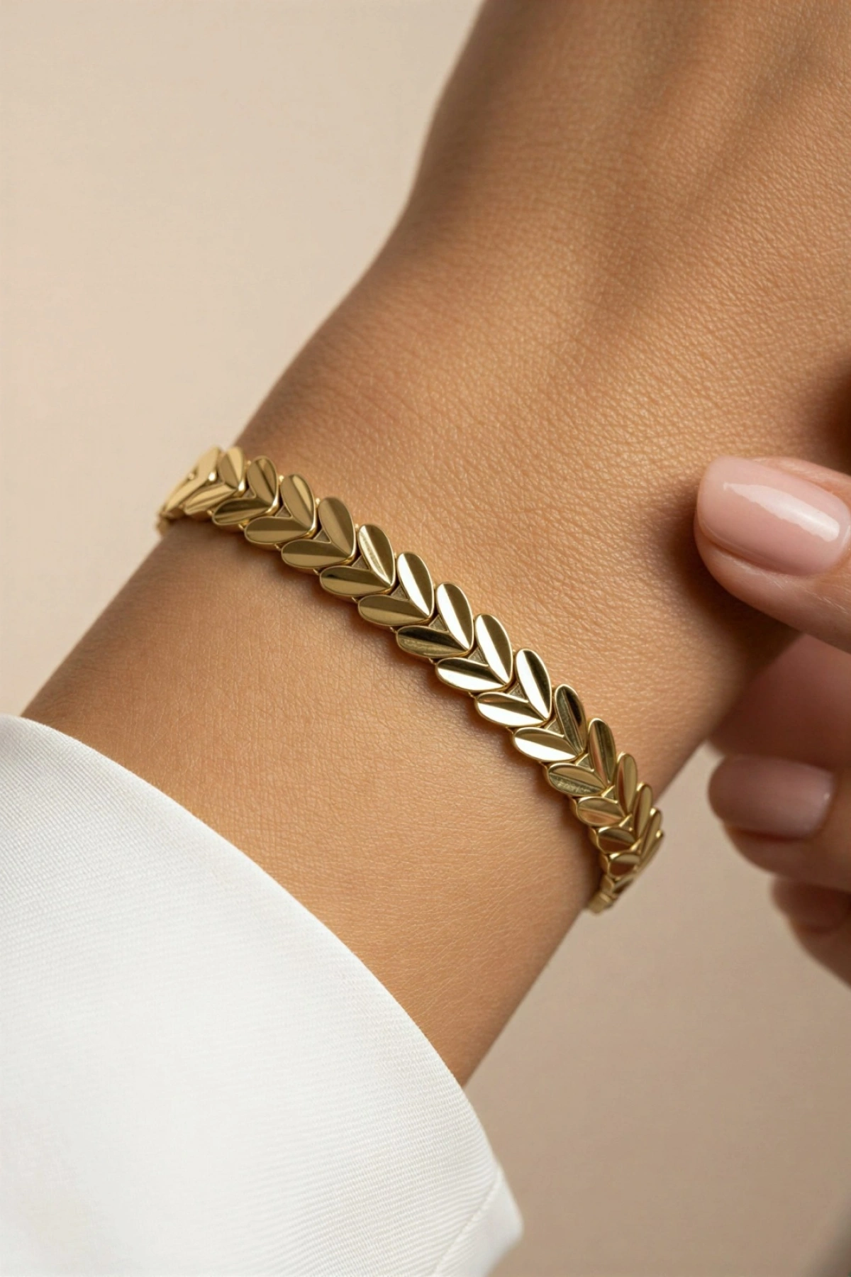 Yaprak Desen Gold Altın Kaplama Bileklik