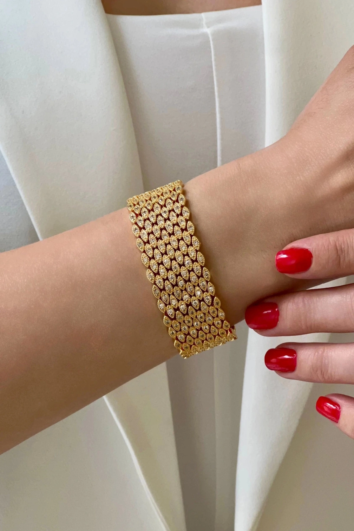 Petek Model Kuyumcu Gold Altın Kaplama Bileklik