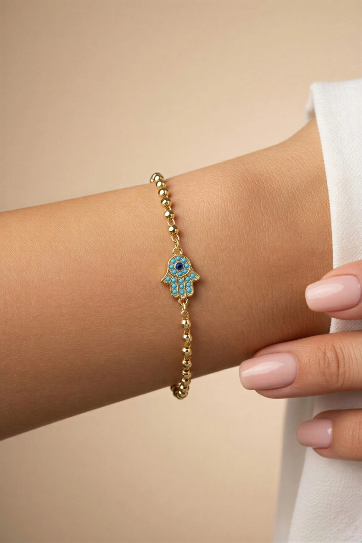 Dorika Zincir Fatımanın Eli Gold Altın Kaplama Bileklik