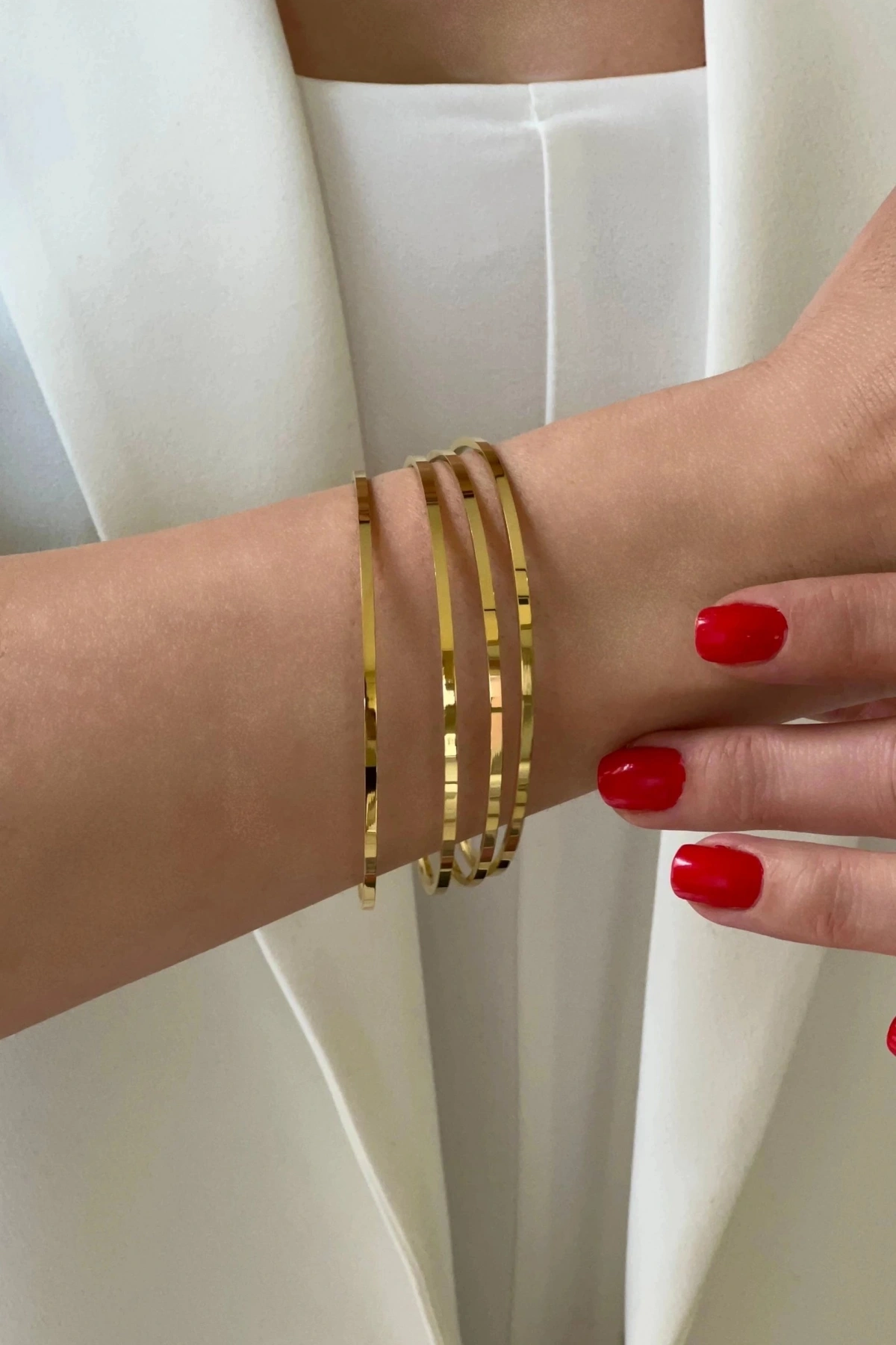 Dörtlü Ajda Model Gold Altın Kaplama Bilezik