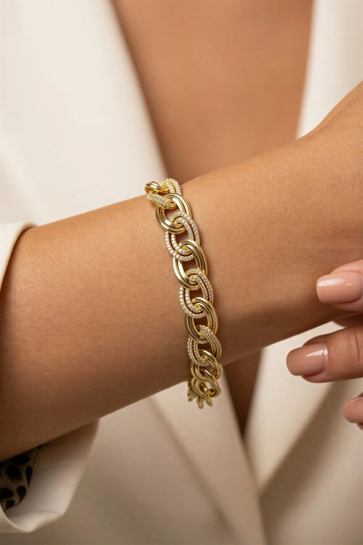 Taş Detay Galaksi Model Gold Altın Kaplama Bileklik