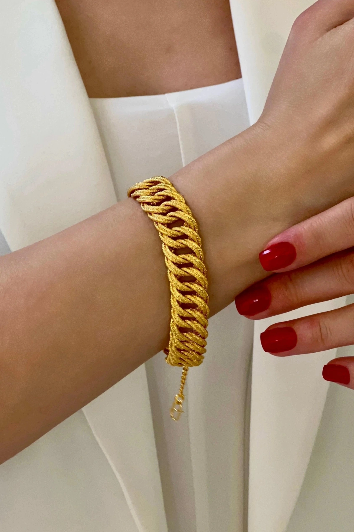 Tam Tur Simli Samanyolu Model Gold Altın Kaplama Bileklik