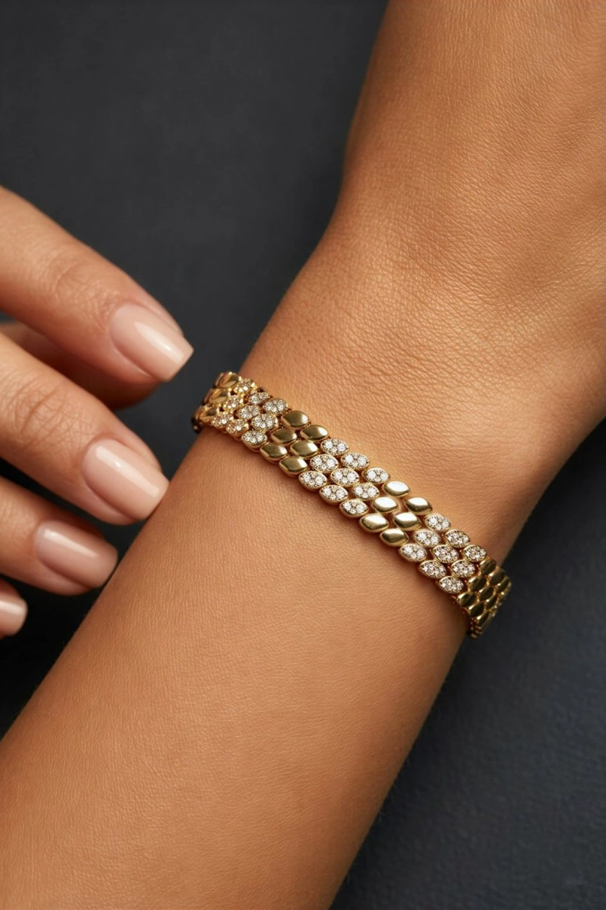 Üçlü Arpa Model Gold Altın Kaplama Bileklik