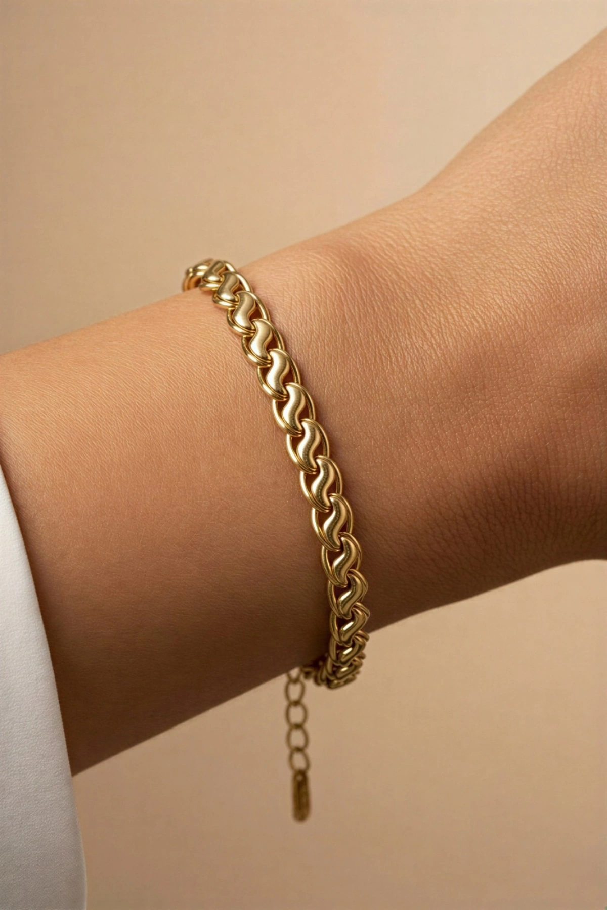 Dalga Örgü Model Gold Altın Kaplama Bileklik