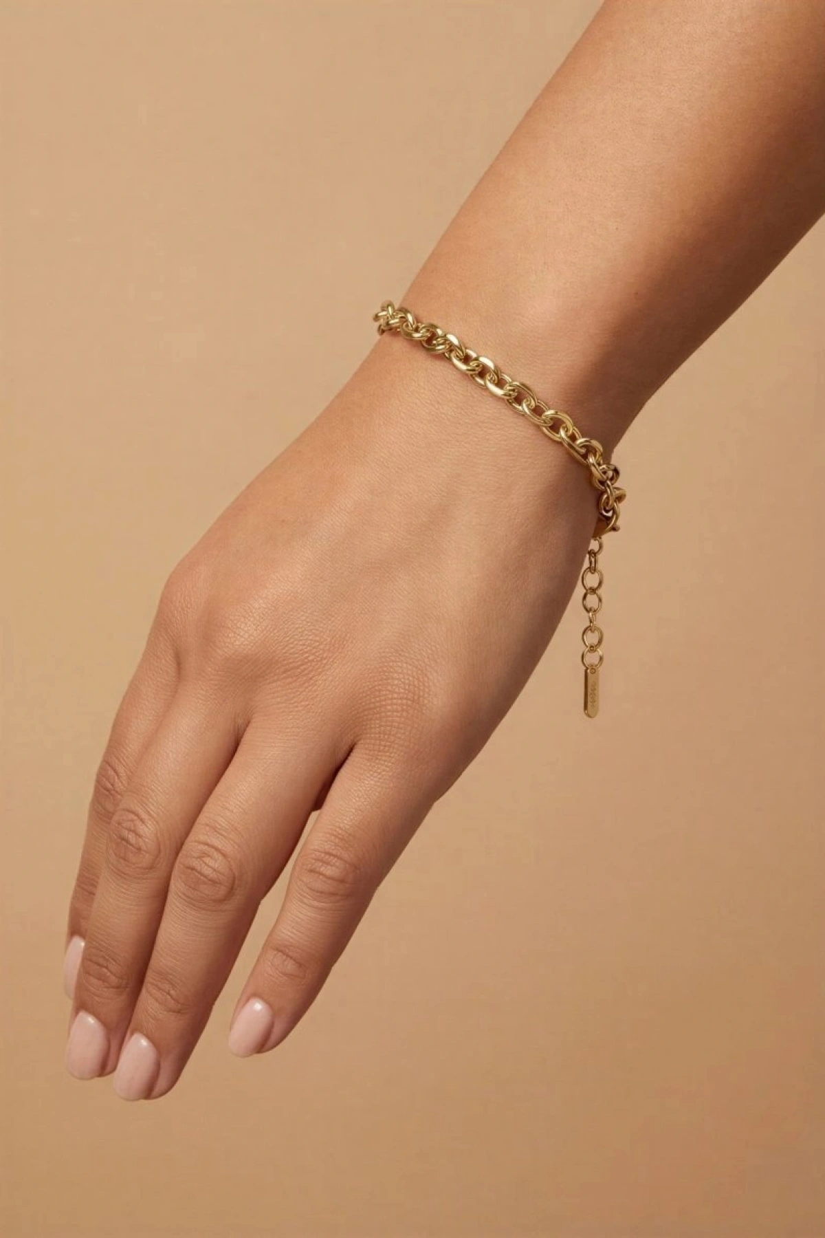 Köşeli Halka Geçiş Gold Altın Kaplama Bileklik