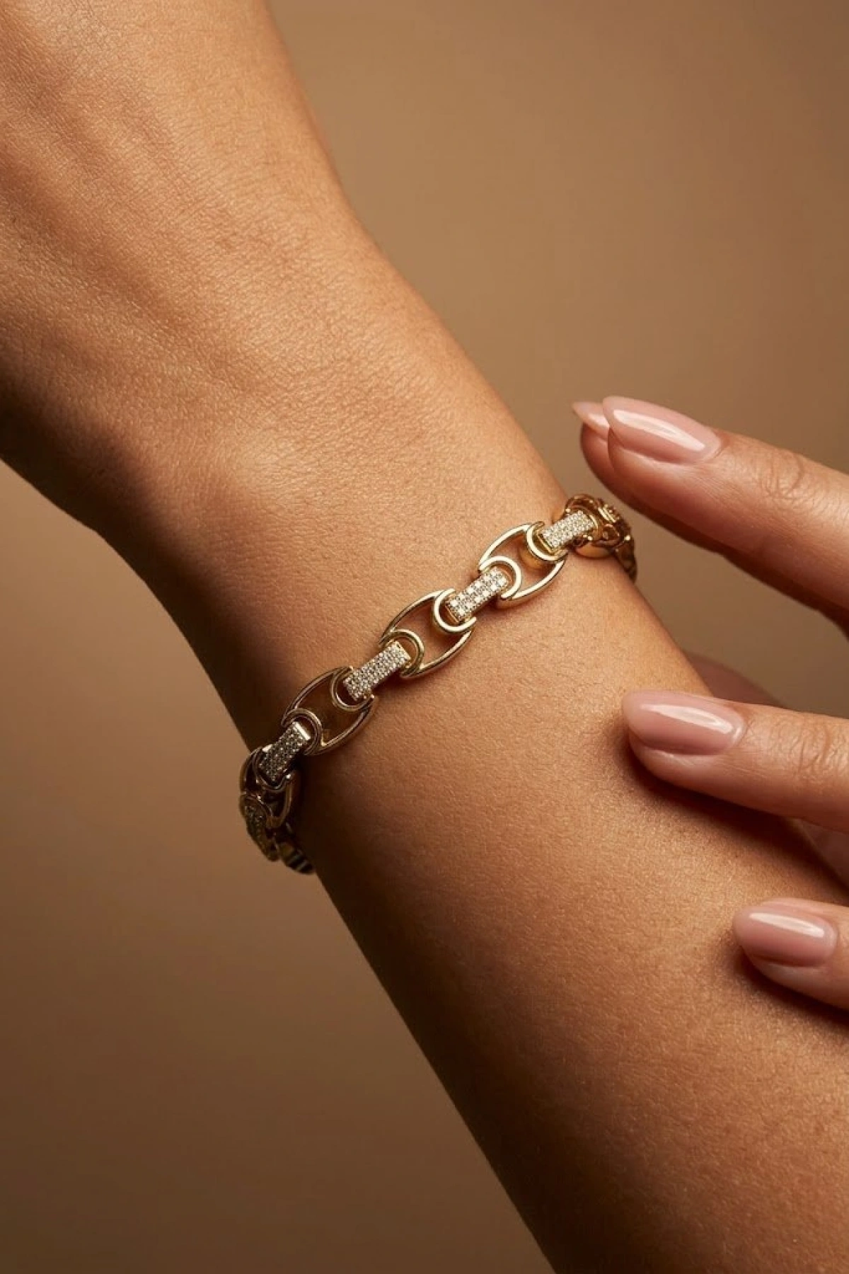 Elips Model Gold Altın Kaplama Bileklik