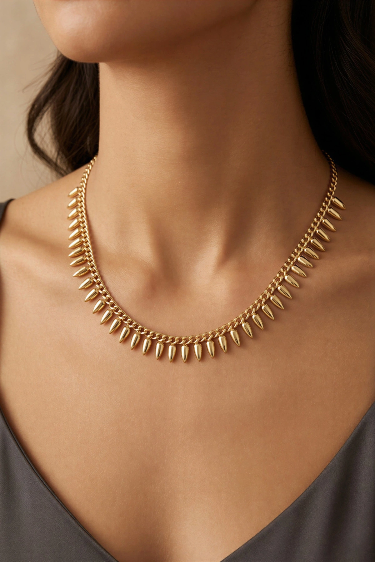 Çivi Model Gold Altın Kaplama Kolye