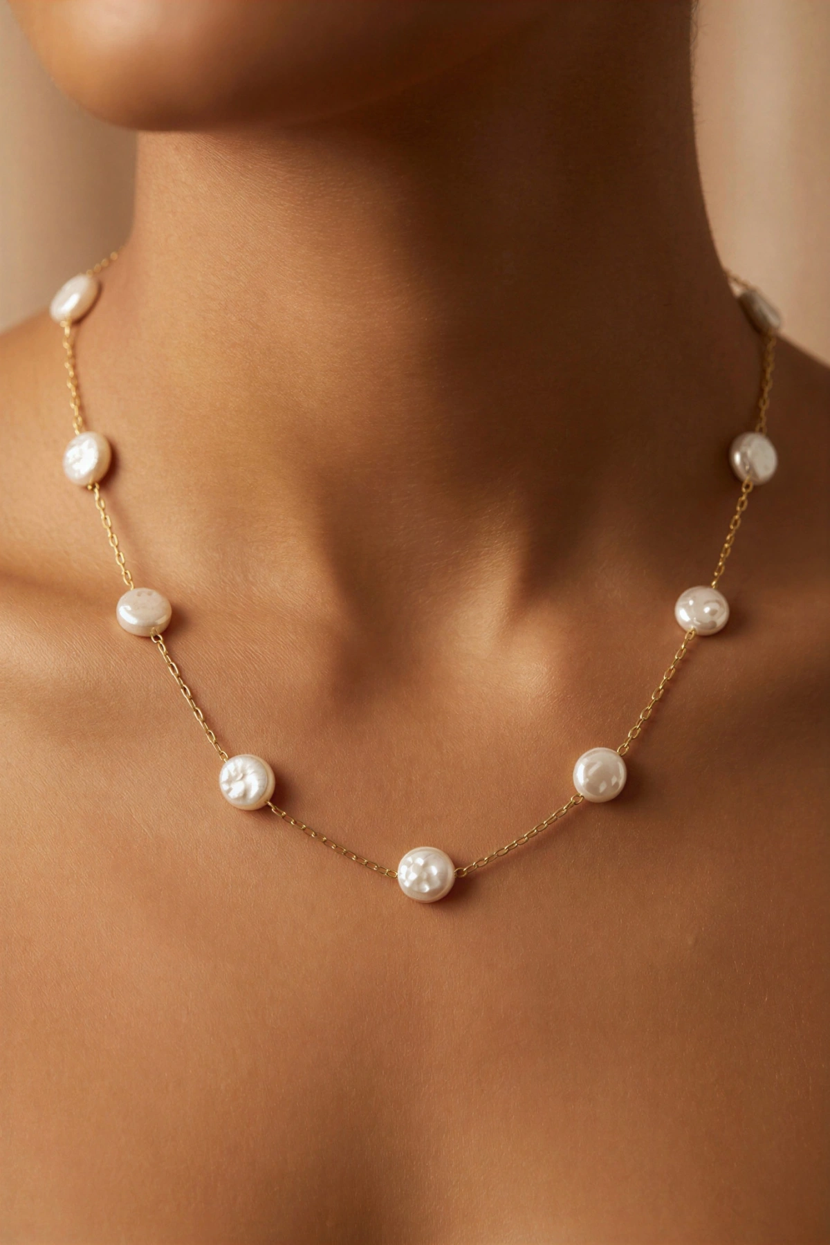 Elips Taş Model Gold Altın Kaplama Kolye