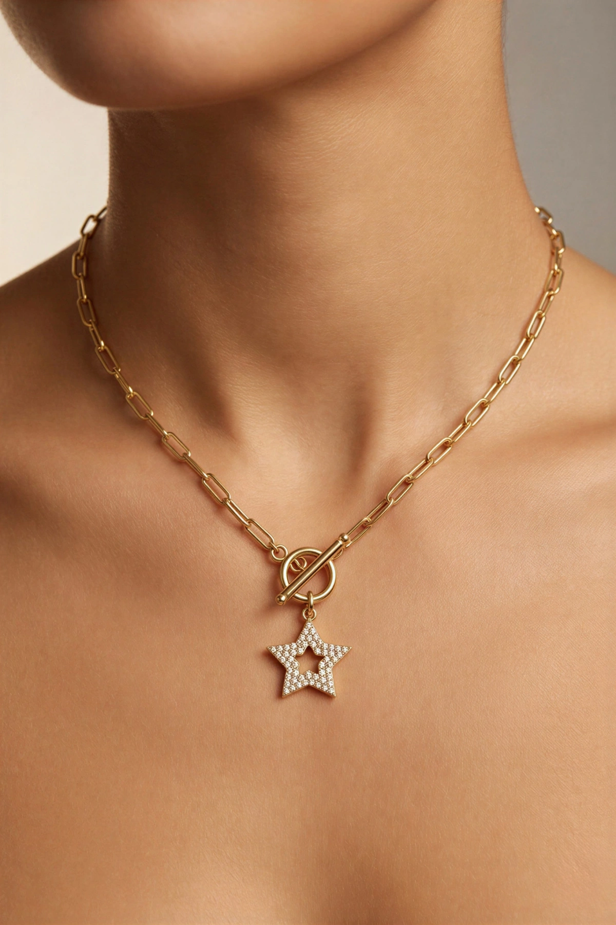 Dümen Kilit Yıldız Model Gold Altın Kaplama Kolye