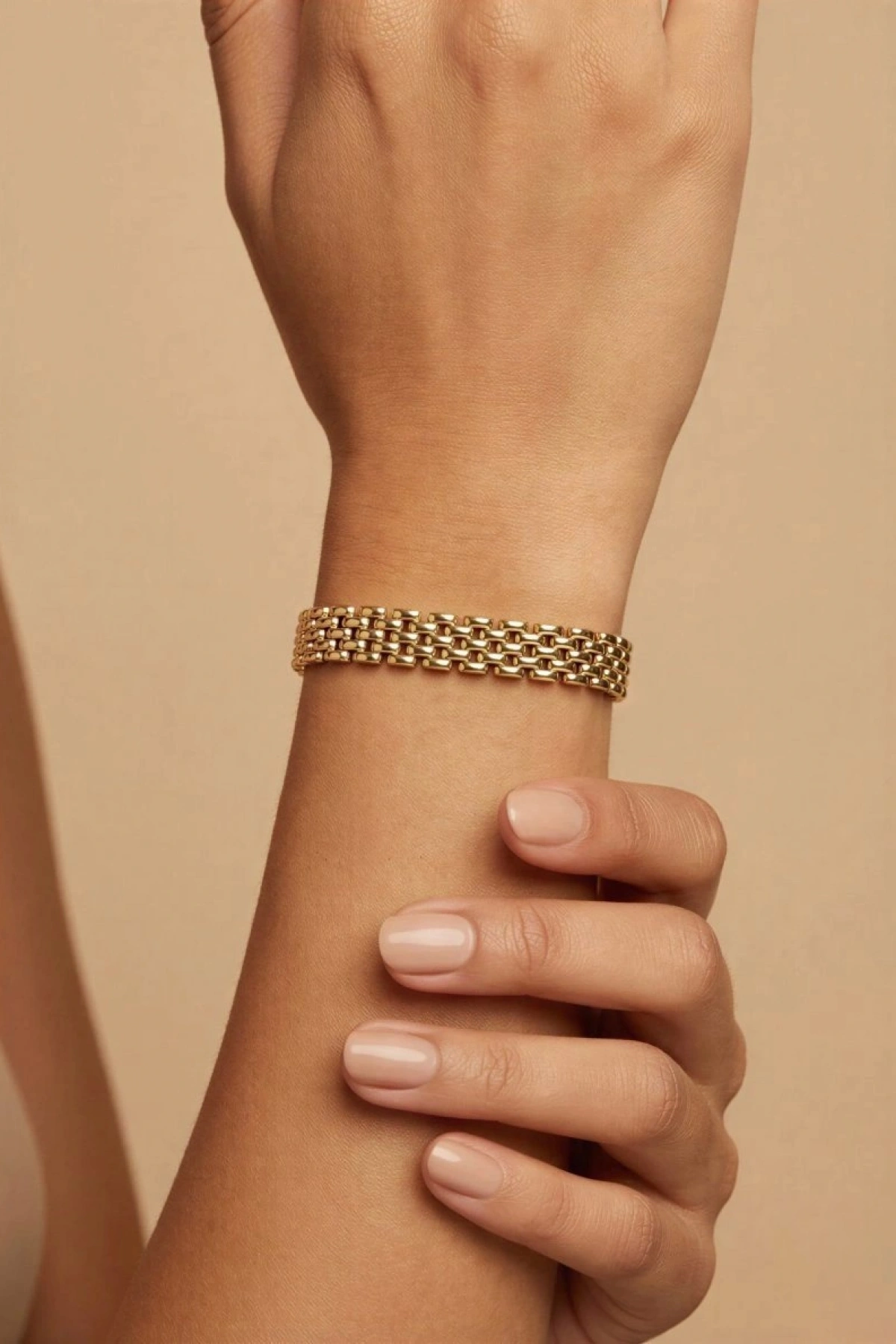 Sıralı Düz Geçiş Gold Altın Kaplama Bileklik