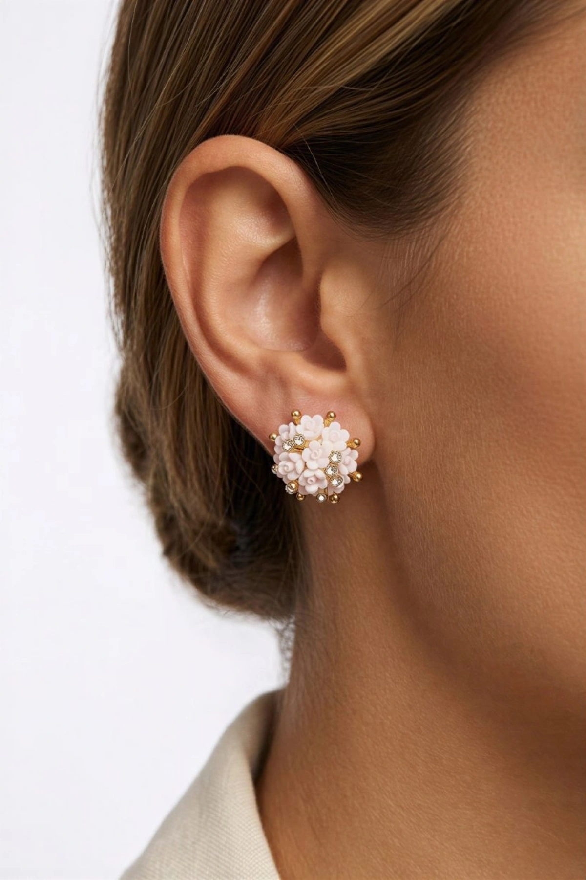 Pembe Buket Model Gold Altın Kaplama Küpe