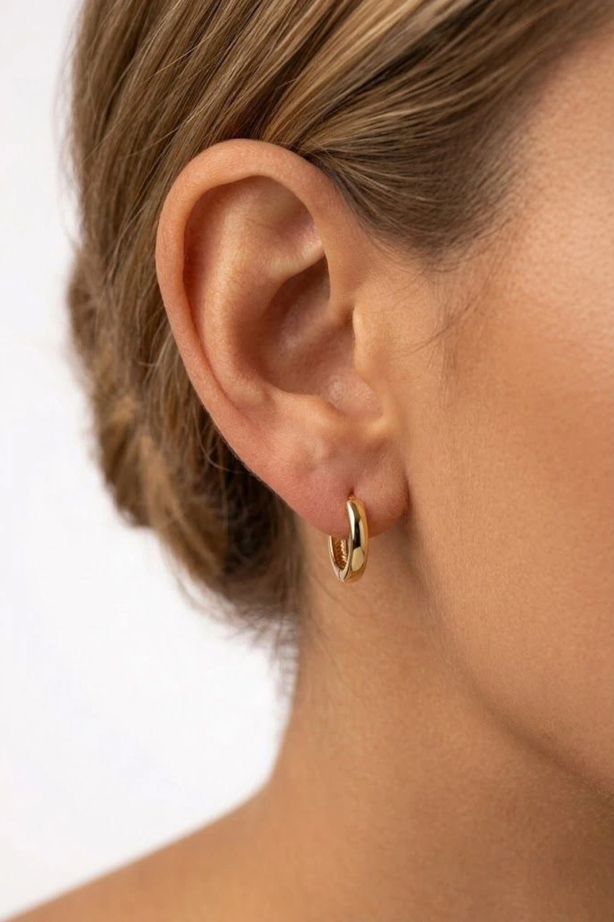 Küçük Halka Model Gold Altın Kaplama Küpe