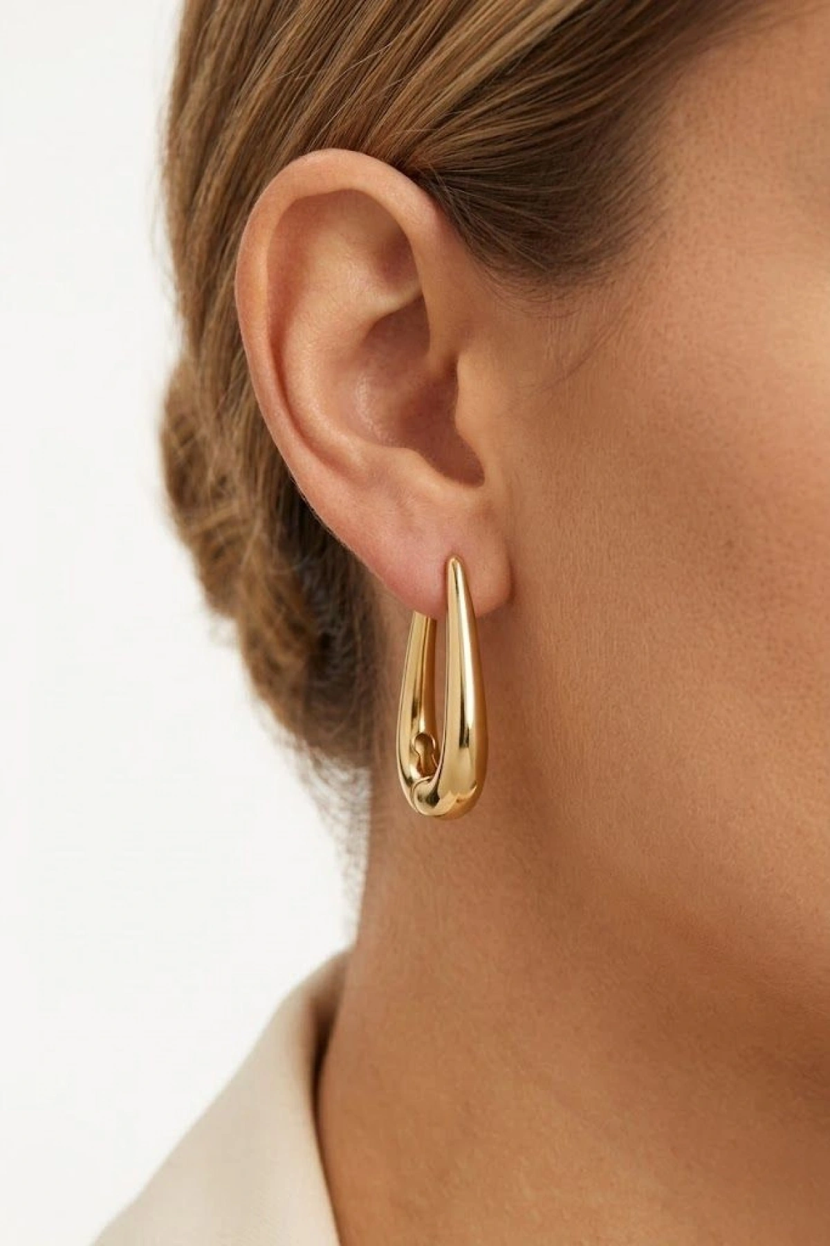 U Model Gold Altın Kaplama Küpe