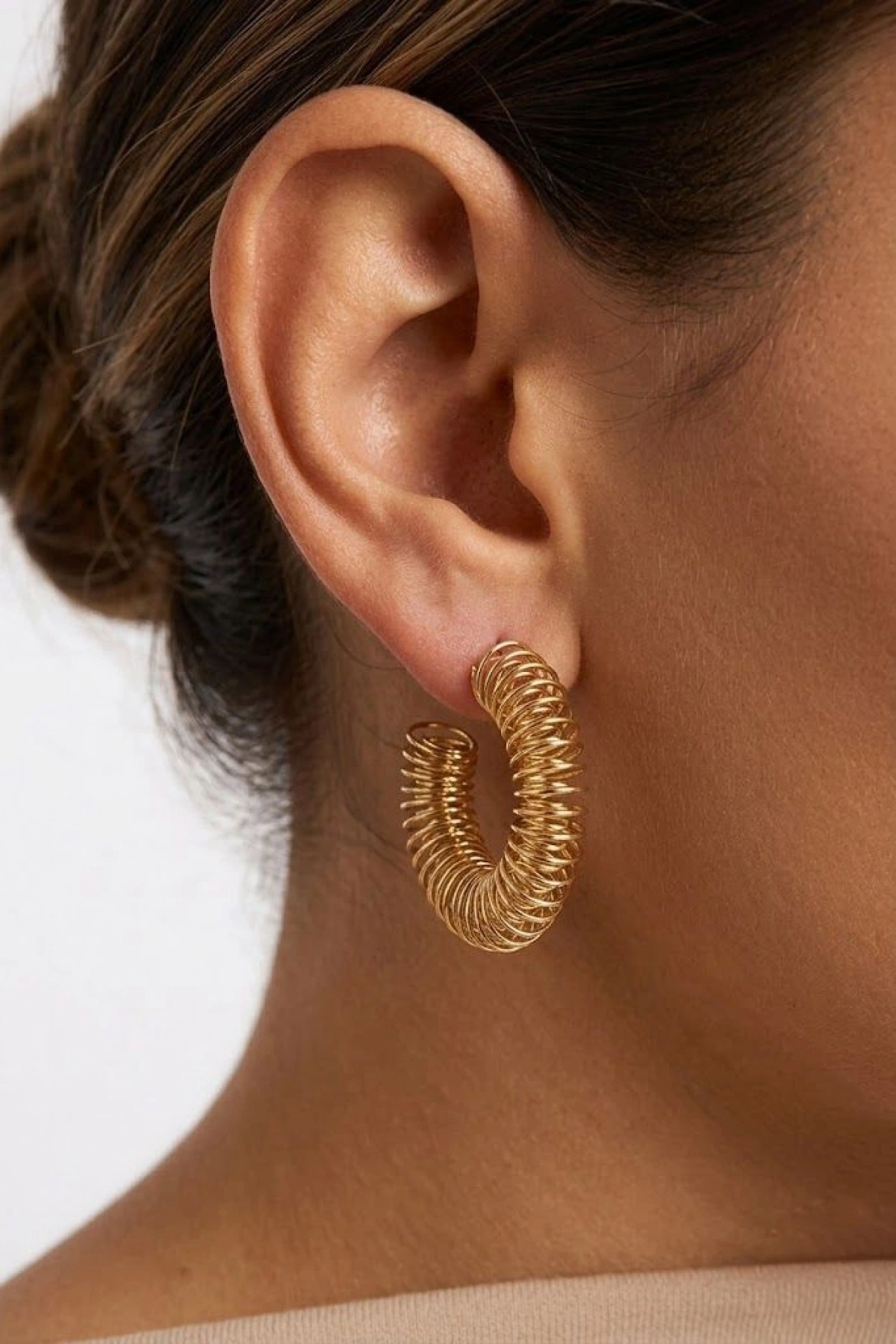 Elektra Model Gold Altın Kaplama Küpe