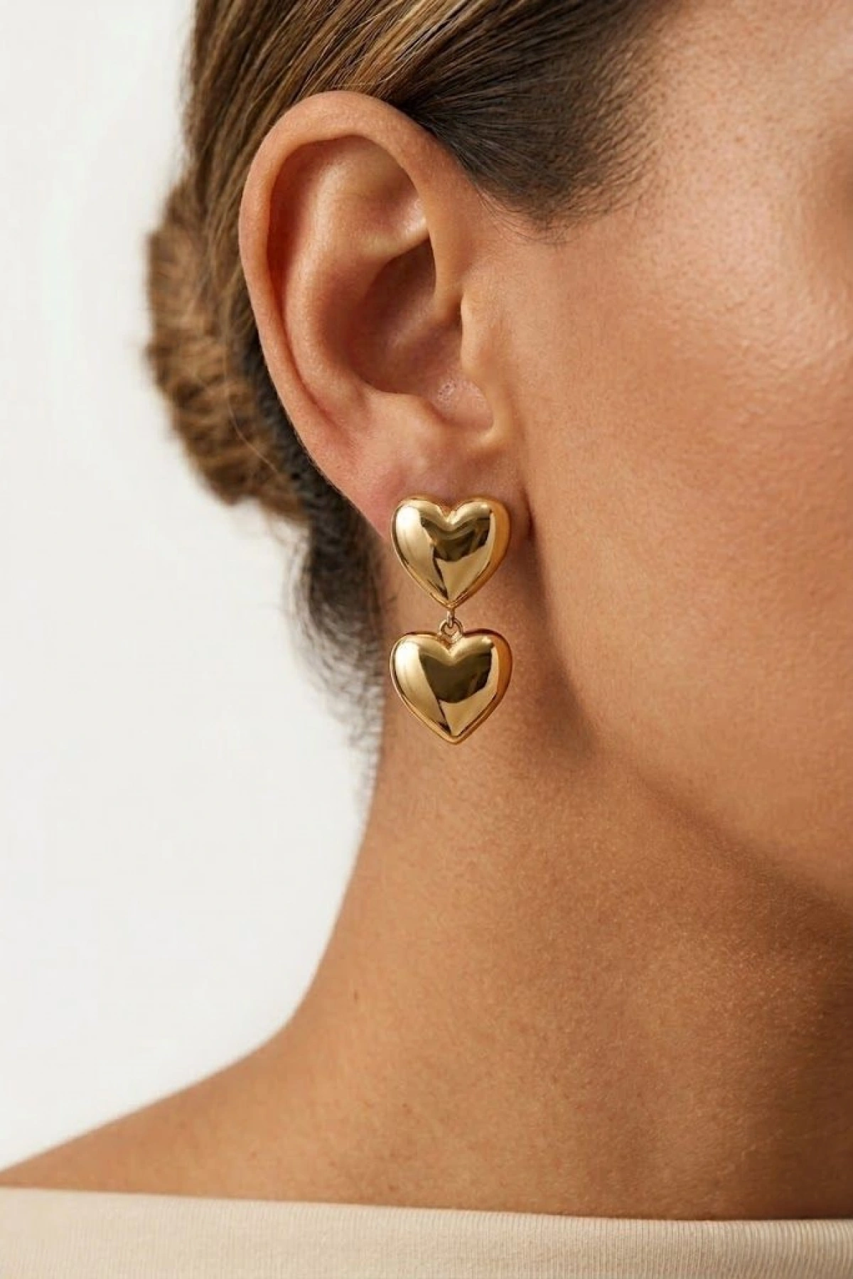 Luanda Model Gold Altın Kaplama Çelik Küpe