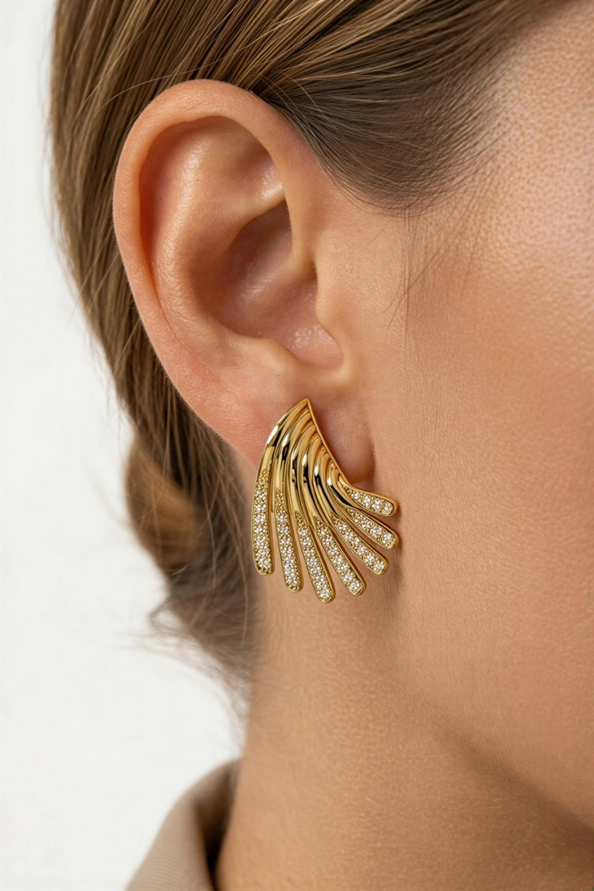 Wing Model Gold Altın Kaplama Küpe