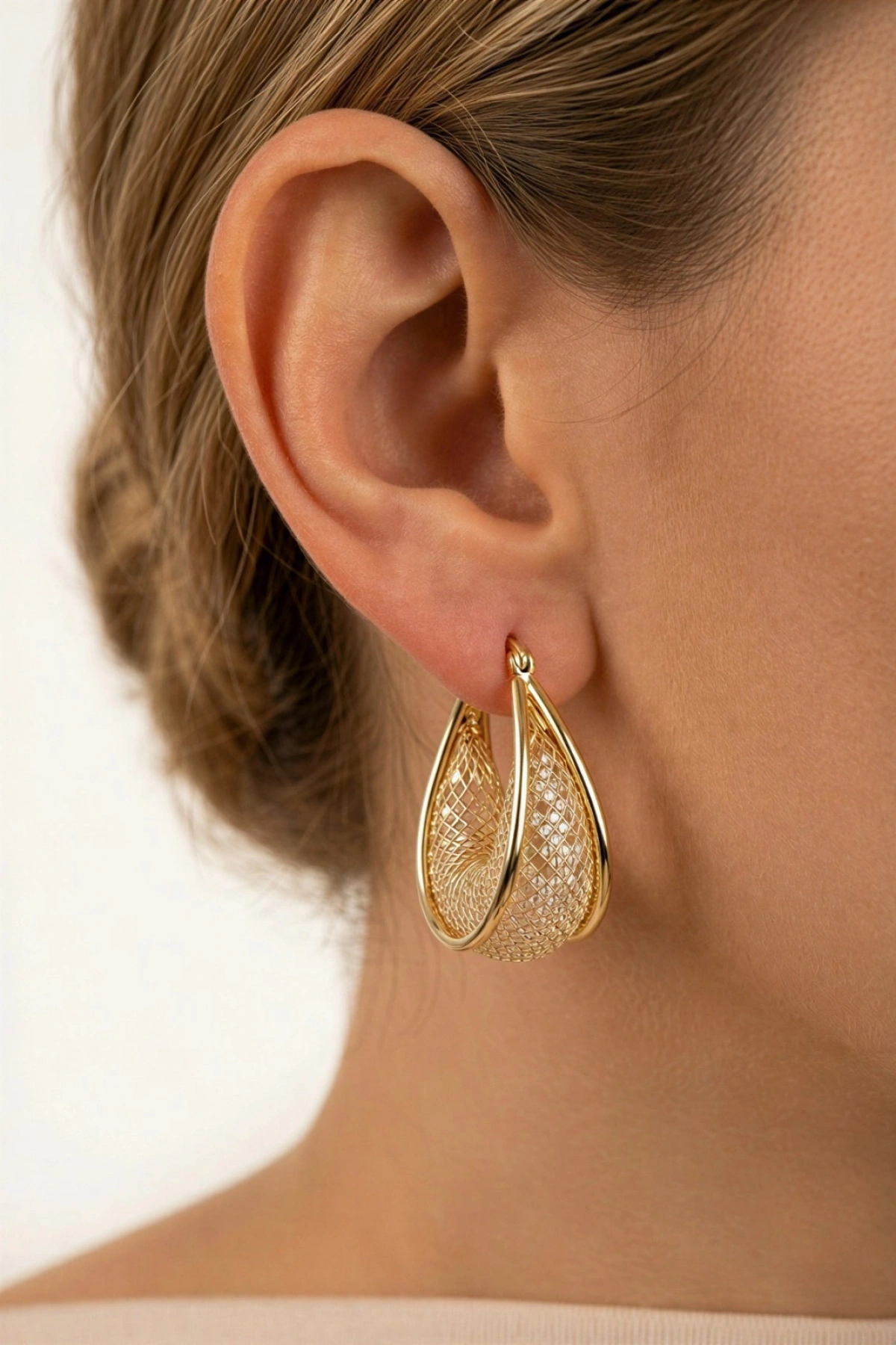 Balon Model Gold Altın Kaplama Küpe