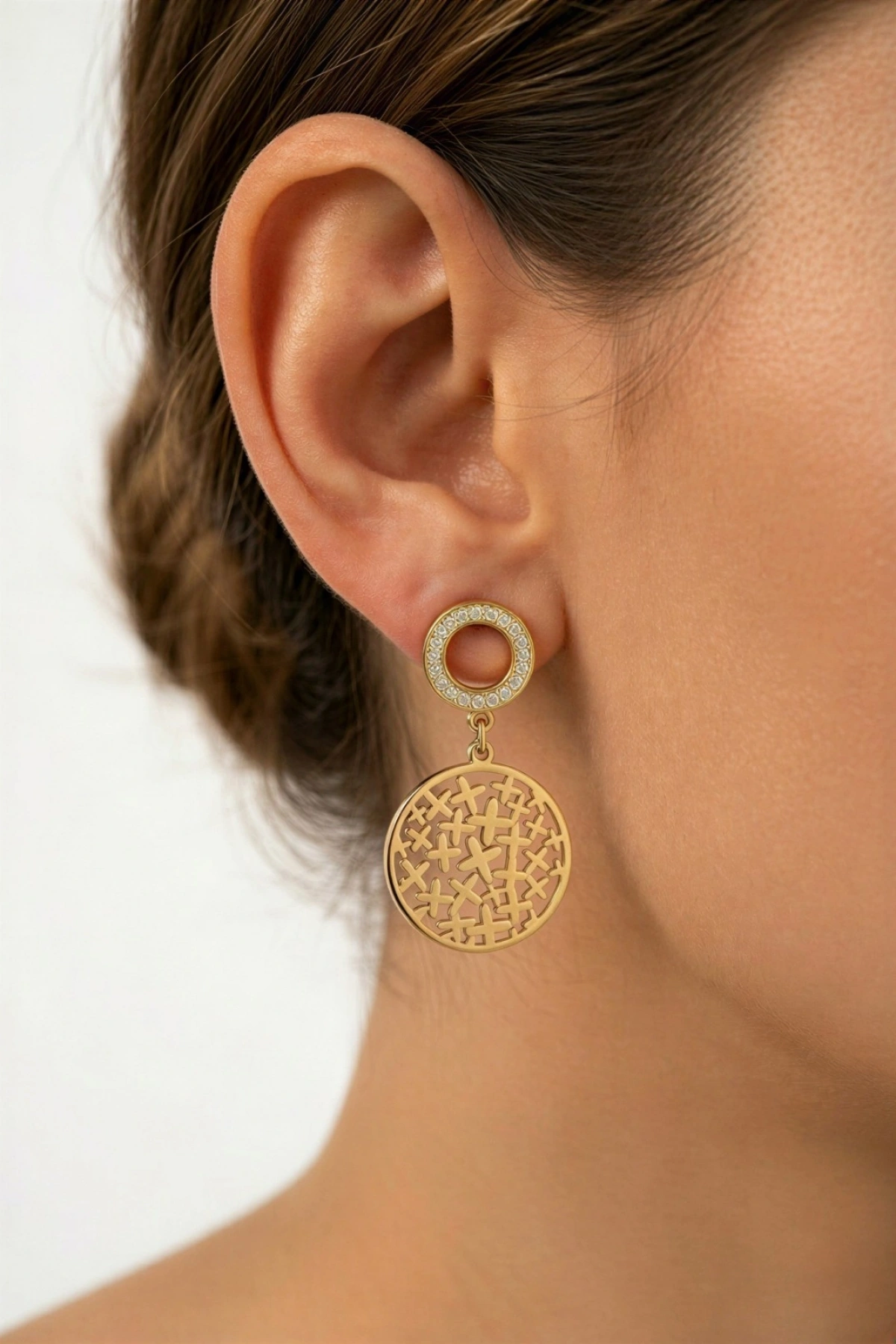 Plus Model Gold Altın Kaplama Çelik Küpe