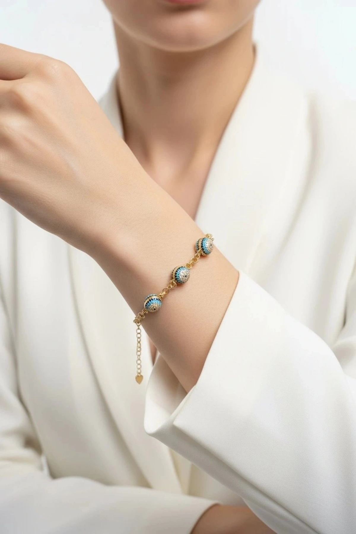 Olimpos Zincir Göz Detay Gold Altın Kaplama Bileklik