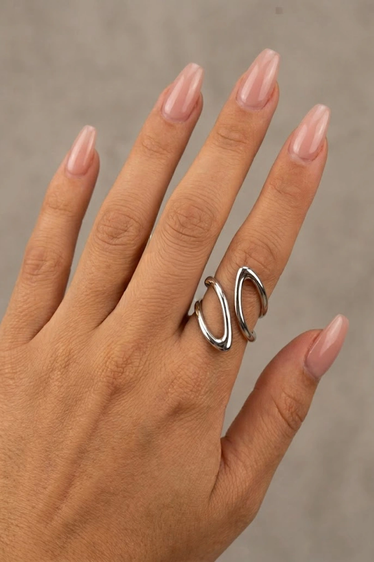 Çapraz Model Beyaz Altın Kaplama Yüzük