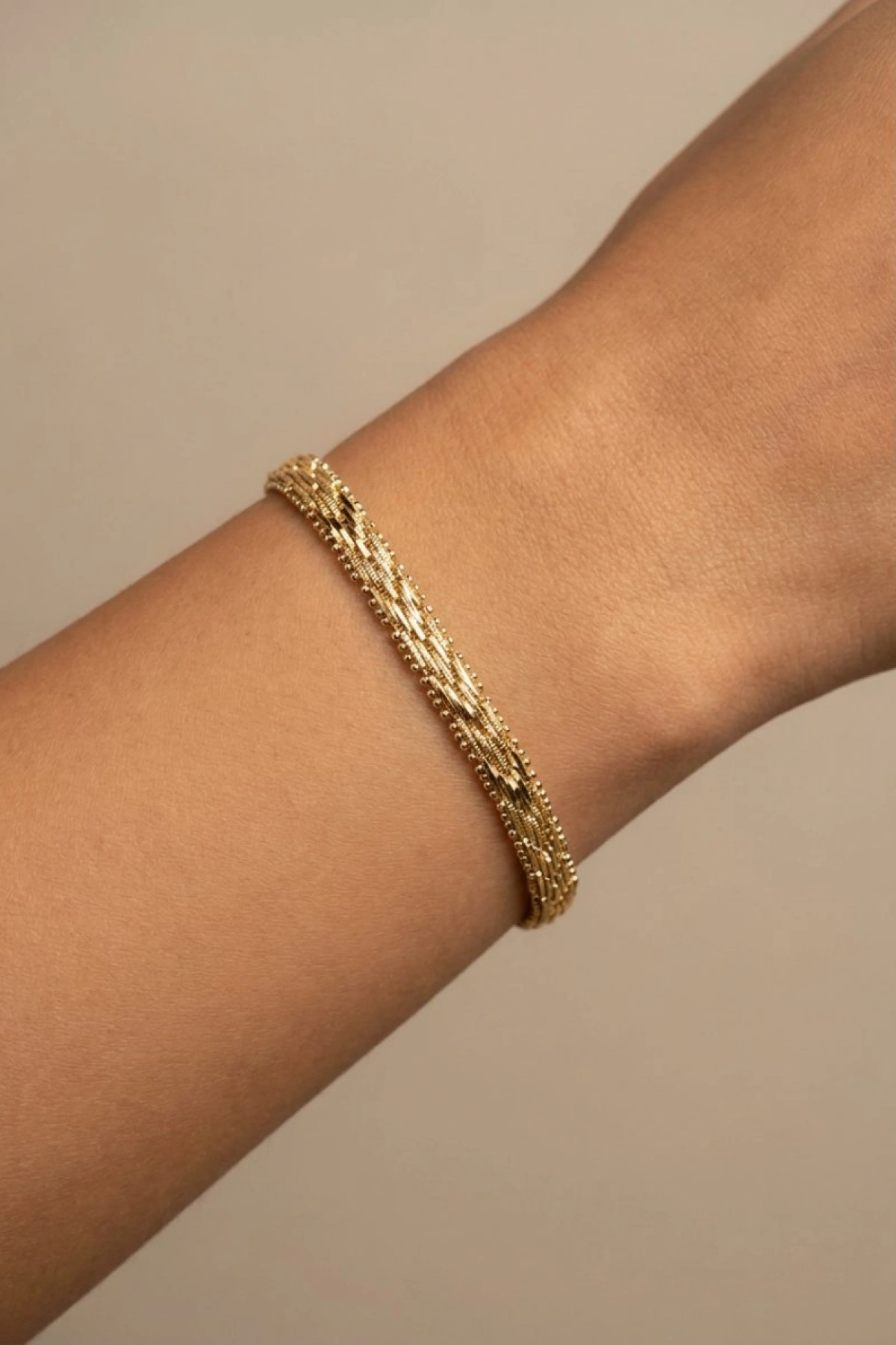 Üçgen Geçiş Dorika Detay Gold Altın Kaplama Bileklik