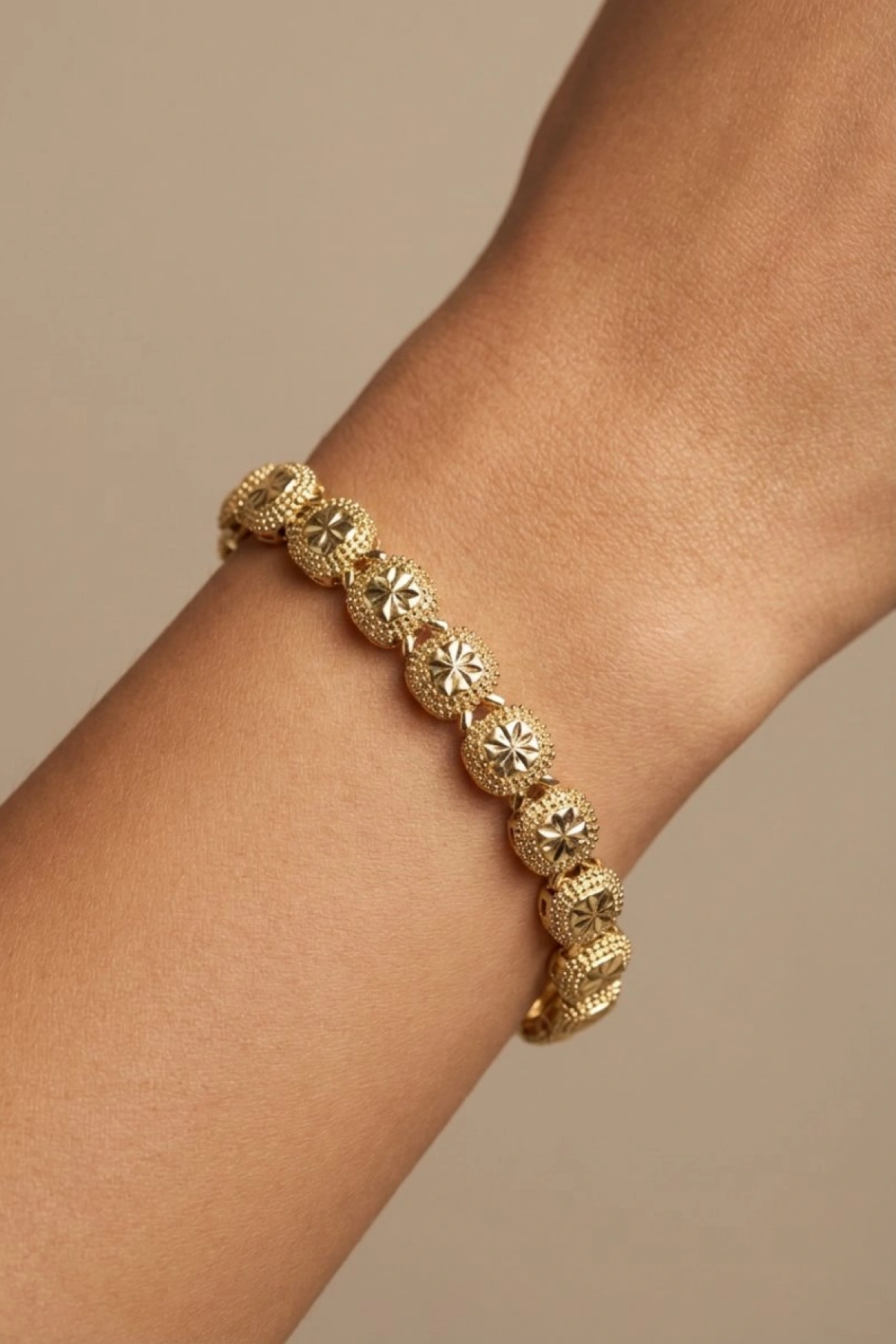 Yıldız Desen Gold Altın Kaplama Bileklik
