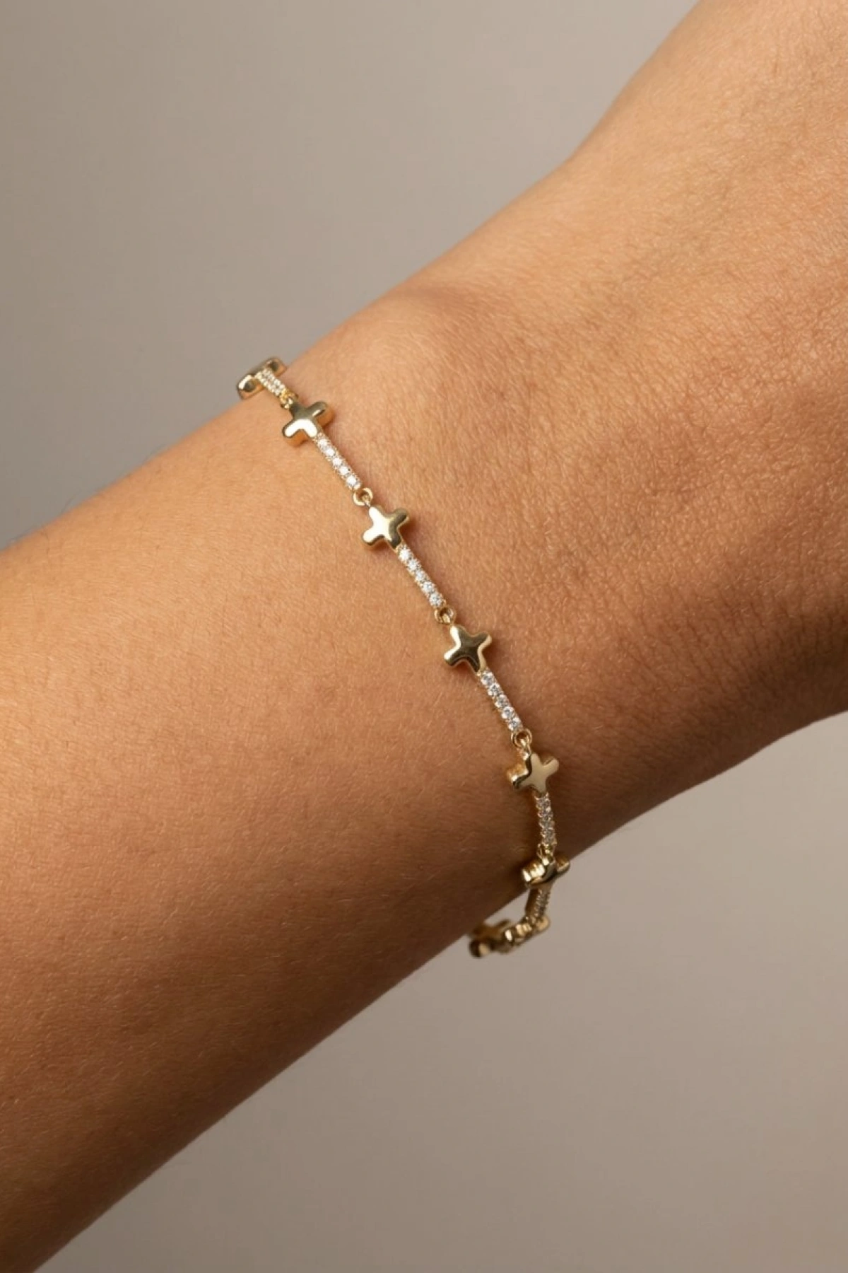 Su Yolu Yonca Model Gold Altın Kaplama Bileklik