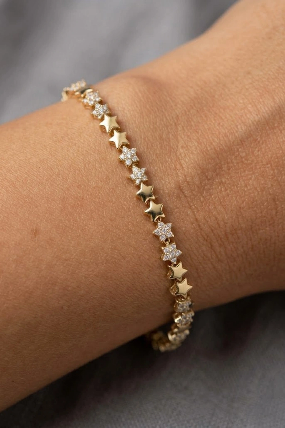 Çift Taş Çift Düz Gold Altın Kaplama Bileklik