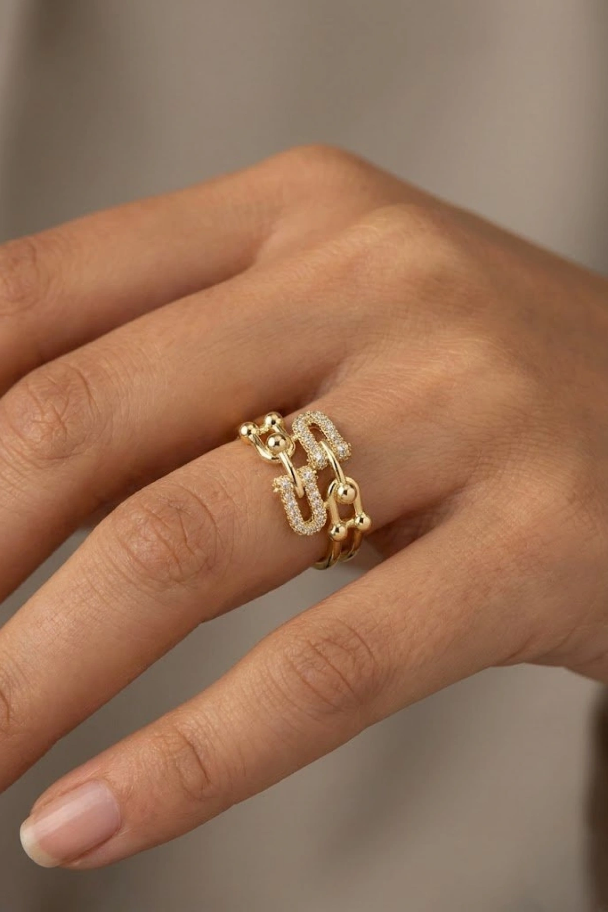 Nal Model Gold Altın Kaplama Ayarlanabilir Yüzük