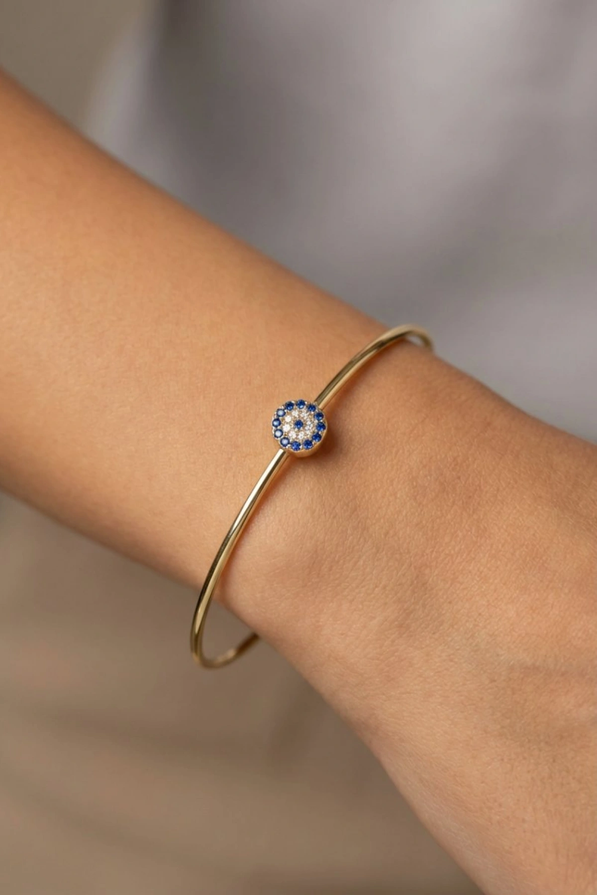 Yay Model Nazar Detay Gold Altın Kaplama Bileklik