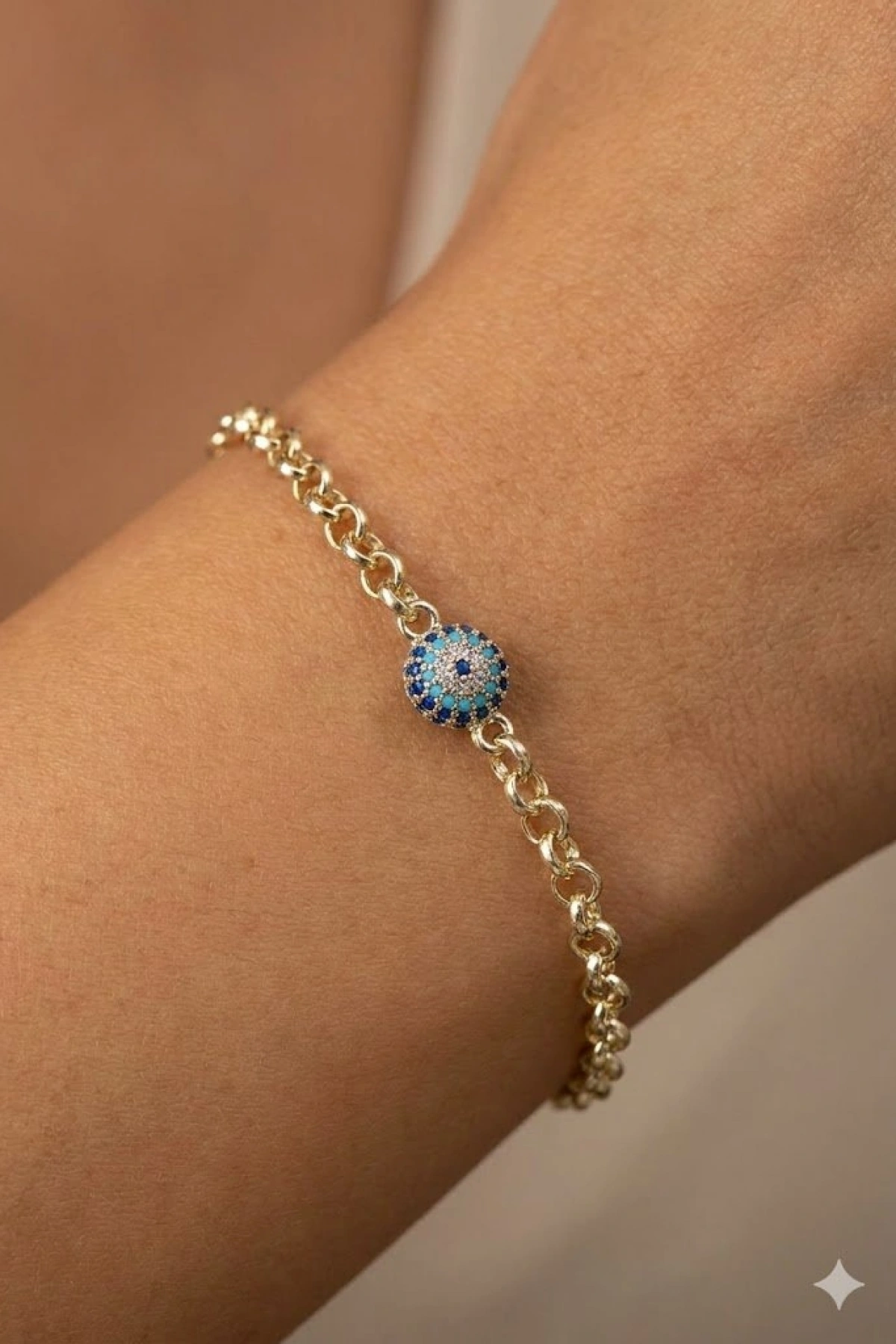 Top Nazar Model Gold Altın Kaplama Bileklik