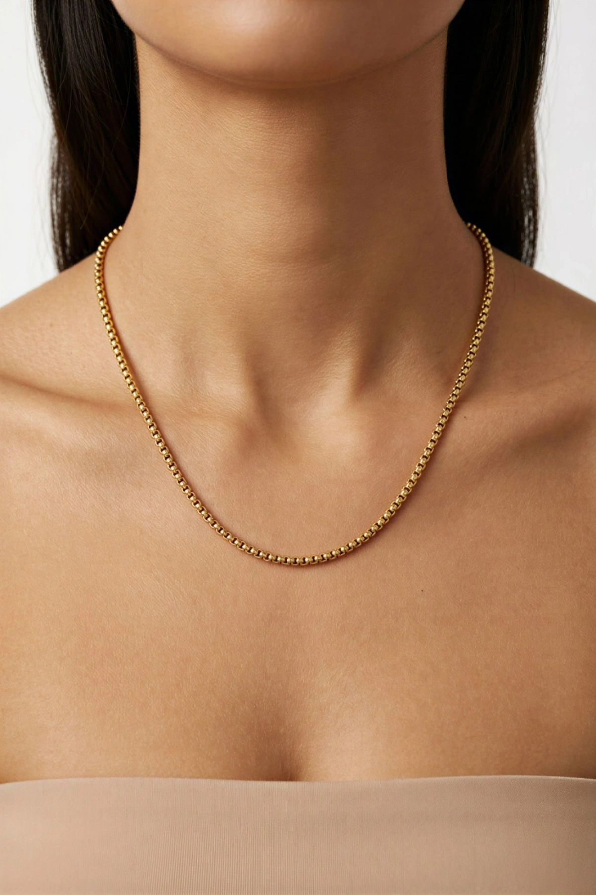 İnce Horus Model Gold Altın Kaplama Çelik Kolye