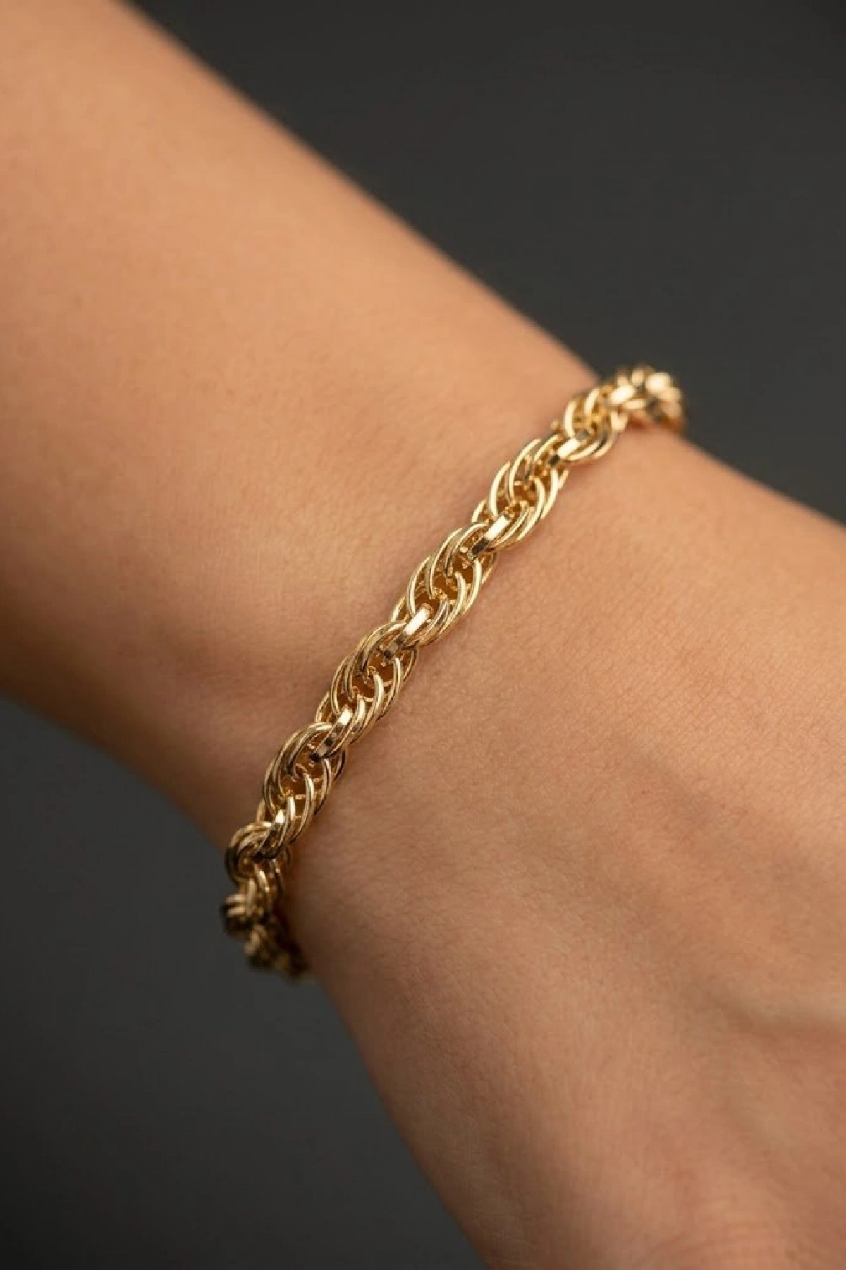 Üç Sıra Geçiş Düz Model Gold Altın Kaplama Bileklik