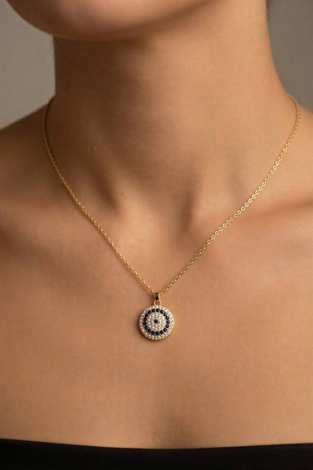 Nazar Boncuğu  Model Zarif Gold Altın Kaplama Kolye