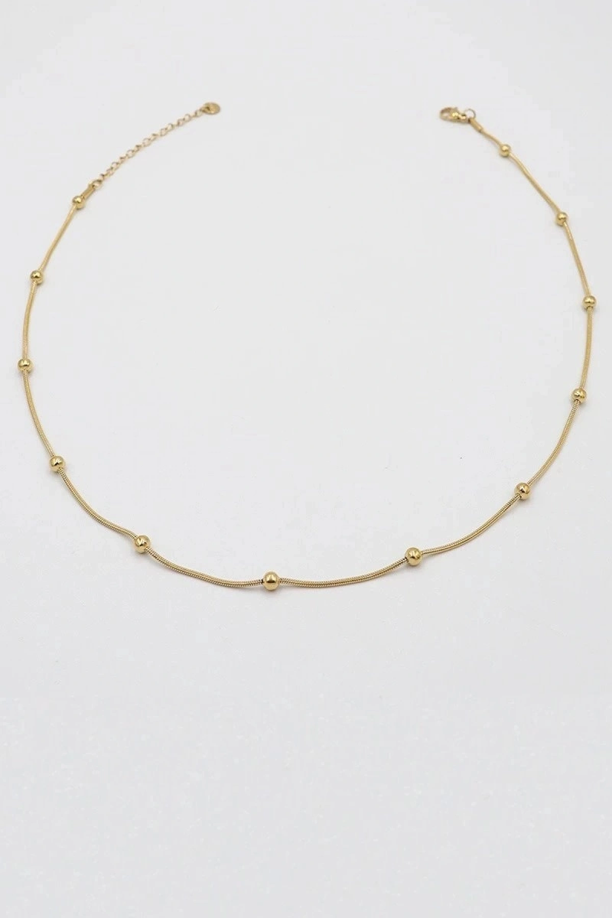 Dorika Model Topçuklu Gold Altın Kaplama Kolye