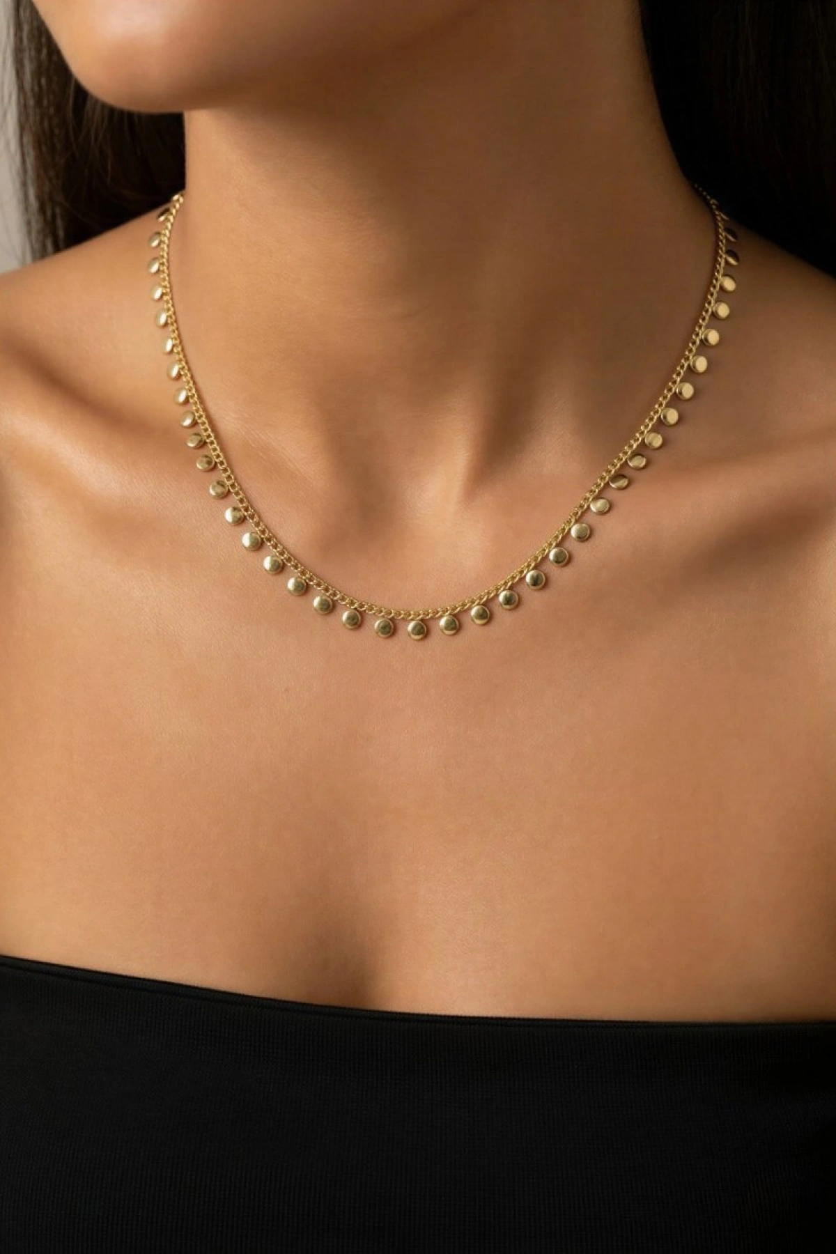 Sıralı Pul Model Gold Altın Kaplama Kolye